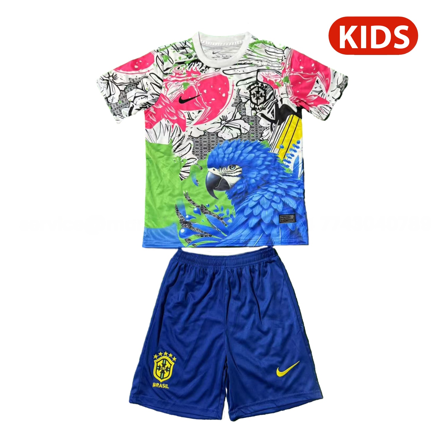 Brazil 25-26 Red Parrot Special Kids Kit - UnitedFutballJersey