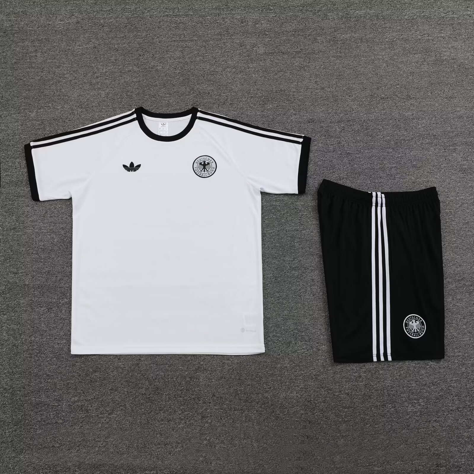 Germany 2024 Originals 3-Stripes Short-Sleeve Training Set - White - UnitedFutballJersey