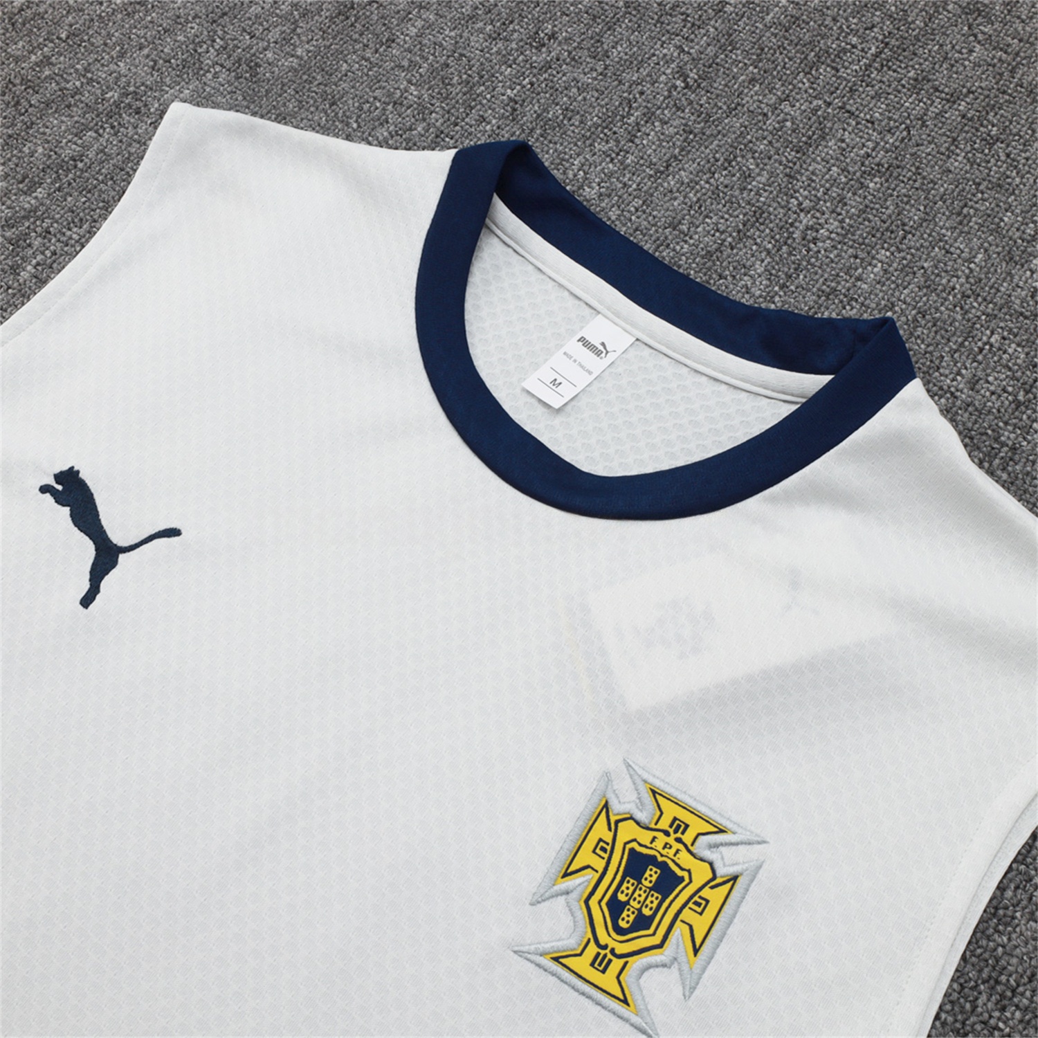 Portugal 25-26 Vest Training Set - Off White Top and Deep Blue Shorts - UnitedFutballJersey