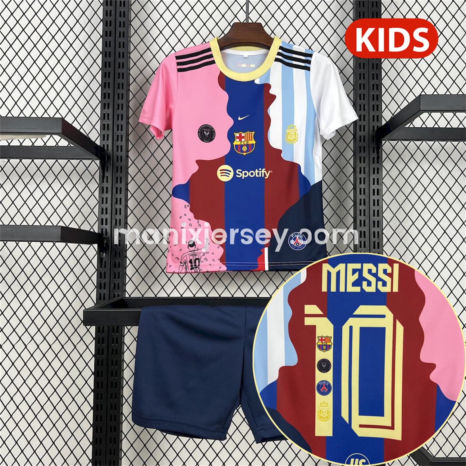 Messi Career Commemorative Kids Kit with Messi #10 - Barcelona Argentina Paris Saint-Germain PSG INT M.A.M - UnitedFutballJersey