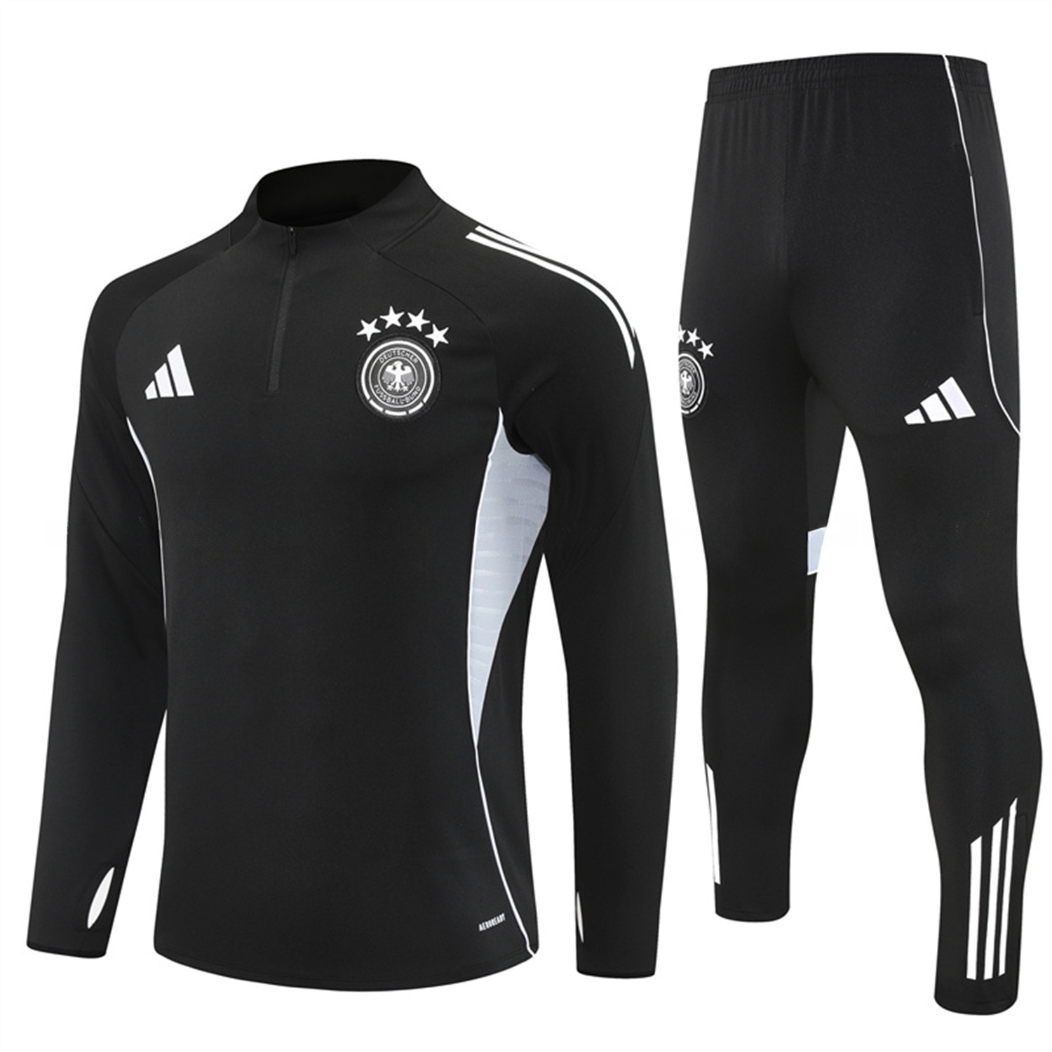 Germany 25-26 Long Sleeve Training Set - Black Top and Black Pants - UnitedFutballJersey