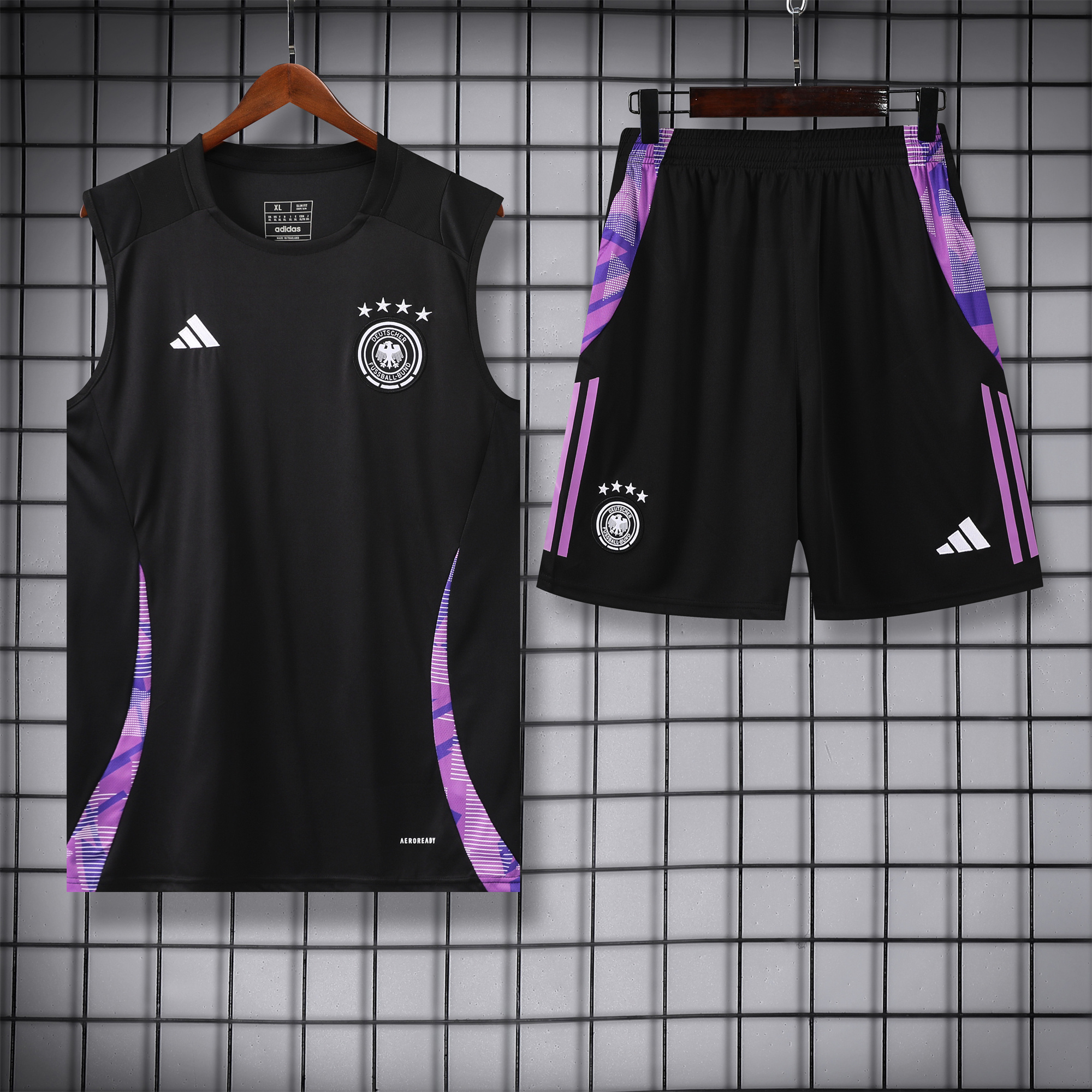 Germany 24-25 Training Vest Suit - Black - UnitedFutballJersey