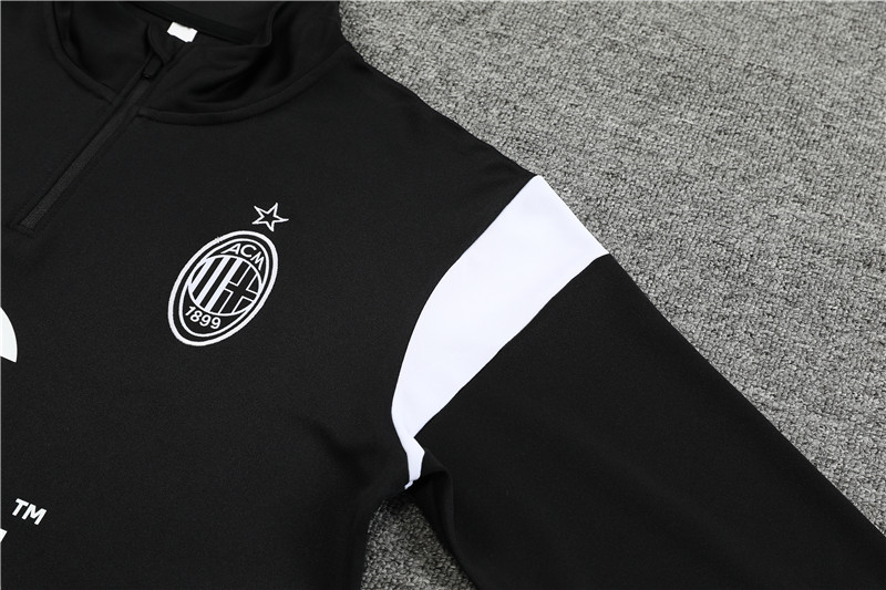 AC Milan 23-24 Kids Long Sleeve Training Set Black - UnitedFutballJersey