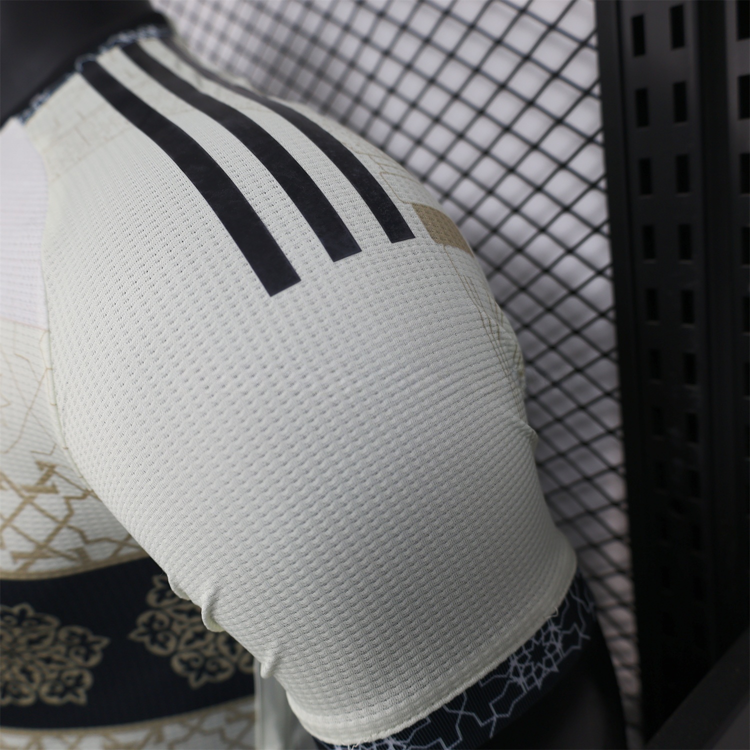 Algeria 25-26 Light Yellow with Black Classical Pattern Jersey - Player Version - UnitedFutballJersey