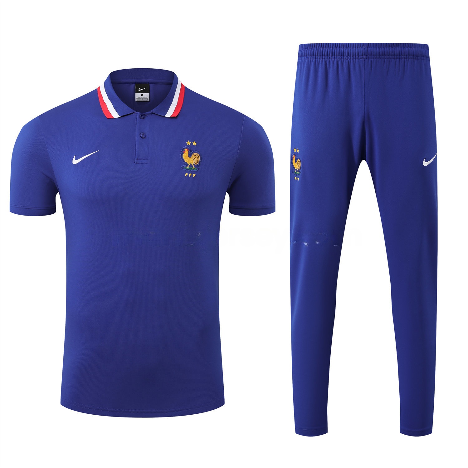 France 25-26 POLO Short-Sleeve Training Set - Blue Top and Pants - UnitedFutballJersey