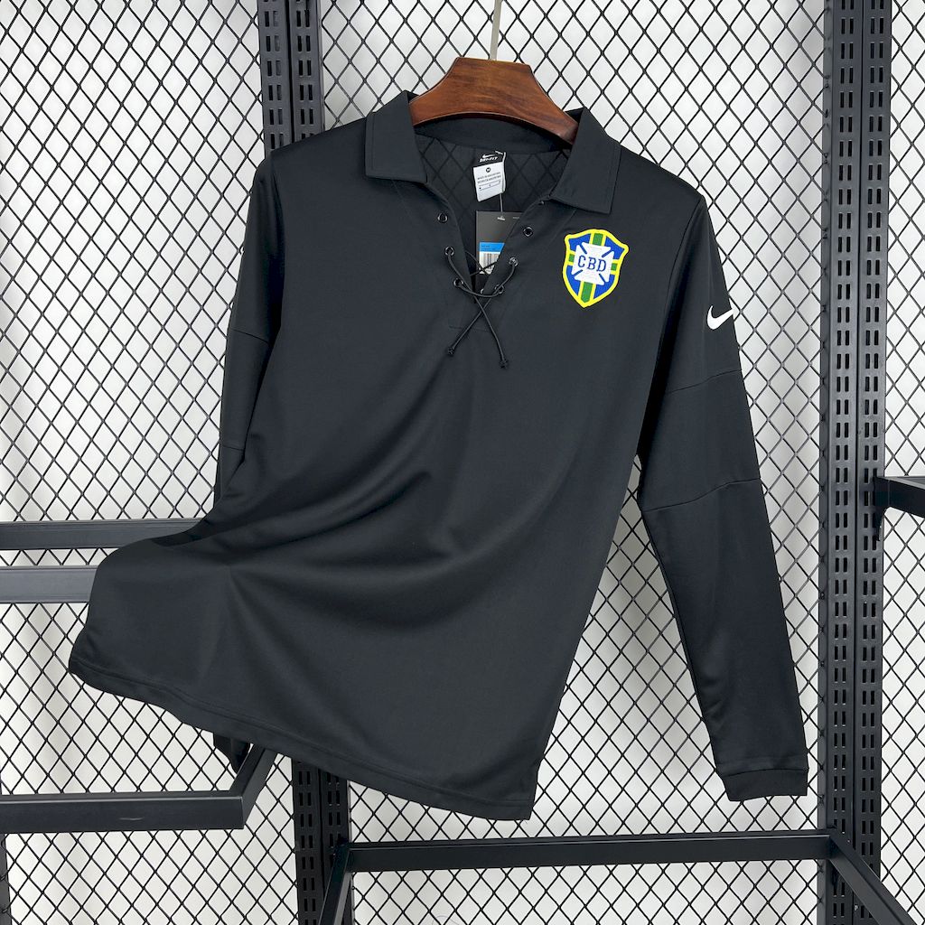 Retro Brazil 2004 Black GK Special Long Sleeves Jersey - UnitedFutballJersey