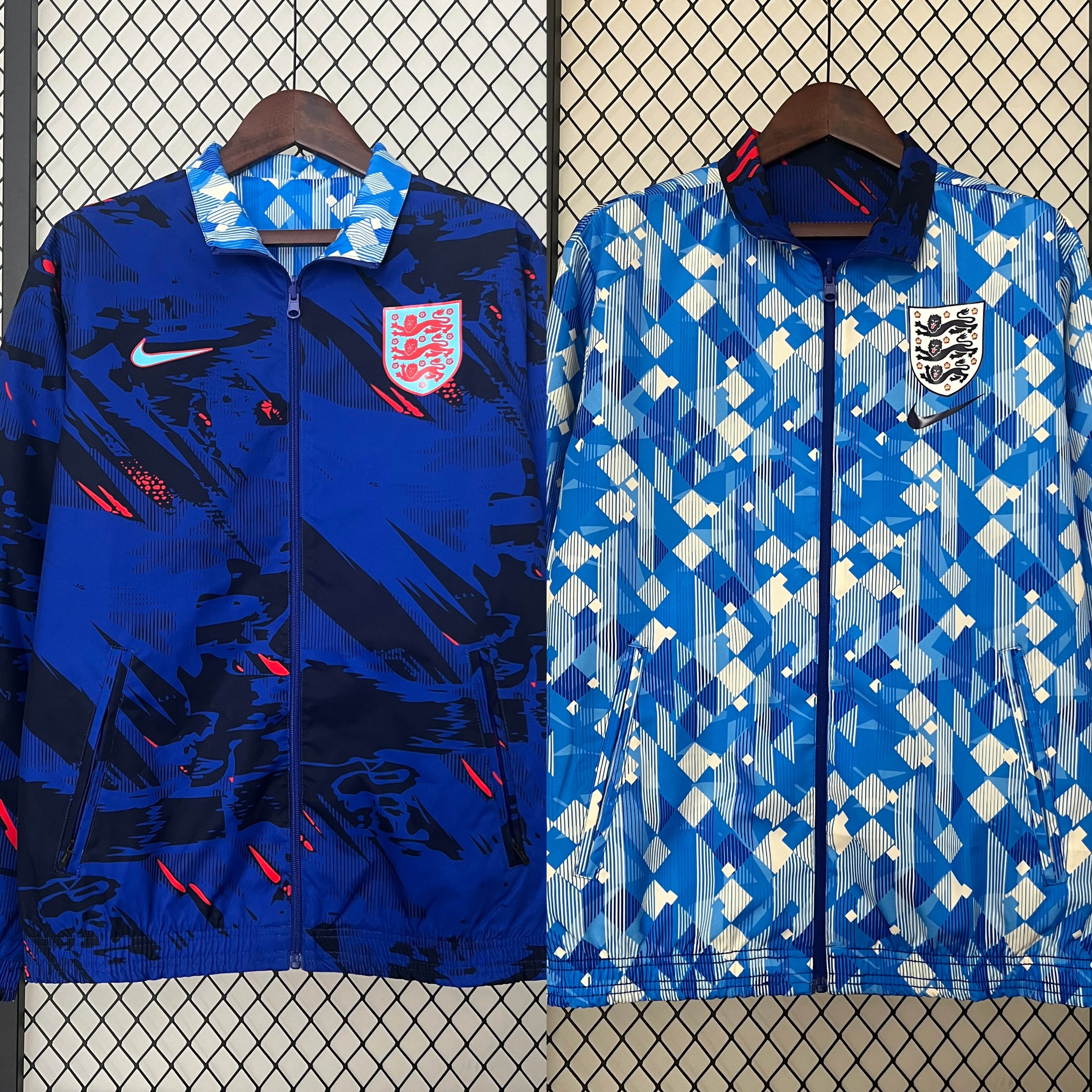 England 2024 Double Sided Reversible Windbreaker - Blue - UnitedFutballJersey