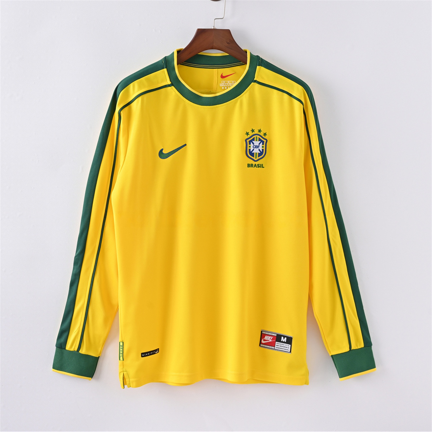 Retro Brazil 1998 Home Long Sleeves Jersey - UnitedFutballJersey