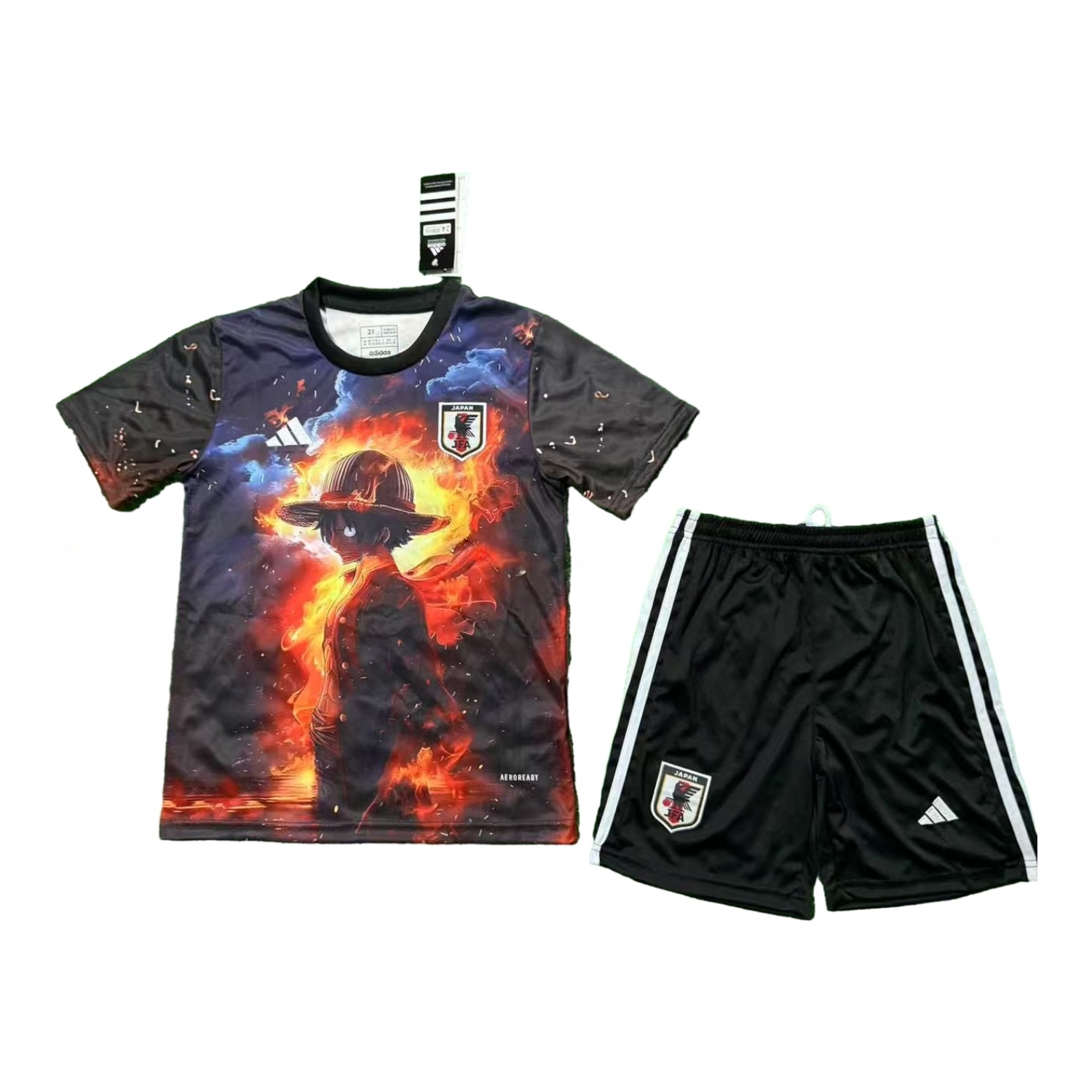 Japan 25-26 Night And Fire Luffy Black Special Kids Kit - UnitedFutballJersey