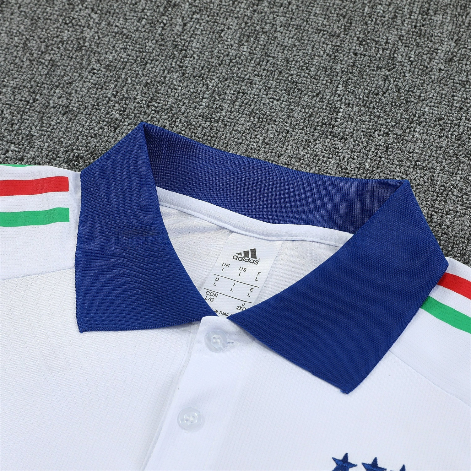 Italy 25-26 POLO Short-Sleeve Training Set - White Top and Deep Blue Pants - UnitedFutballJersey