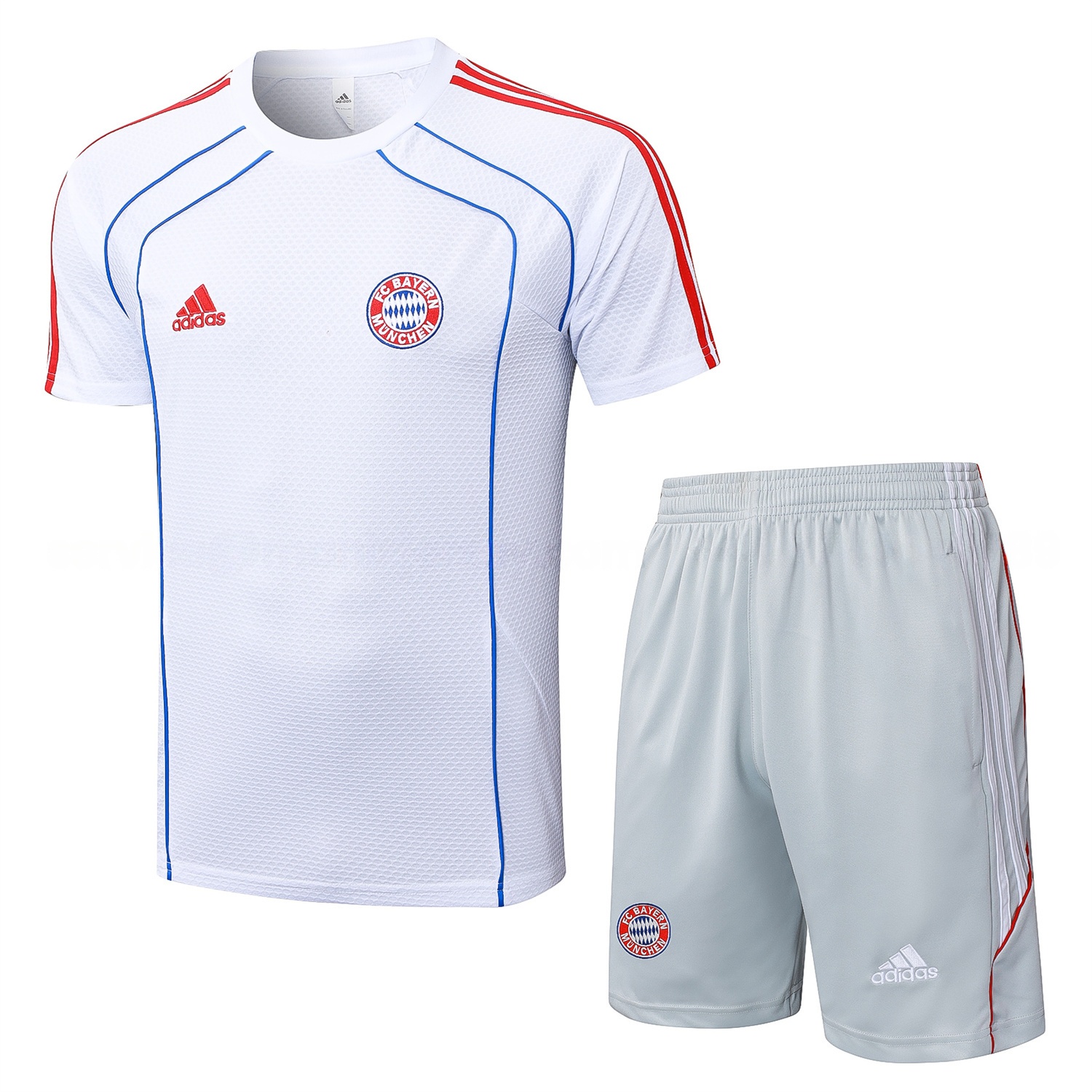 Bayern Munich 25-26 Short-Sleeve Training Set - White Throwback Top & Grey Shorts - UnitedFutballJersey