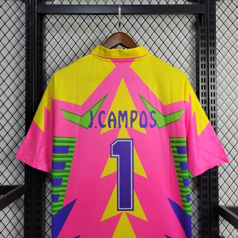Retro Mexico 1998 World Cup Goalkeeper Pink Yellow Jersey - UnitedFutballJersey