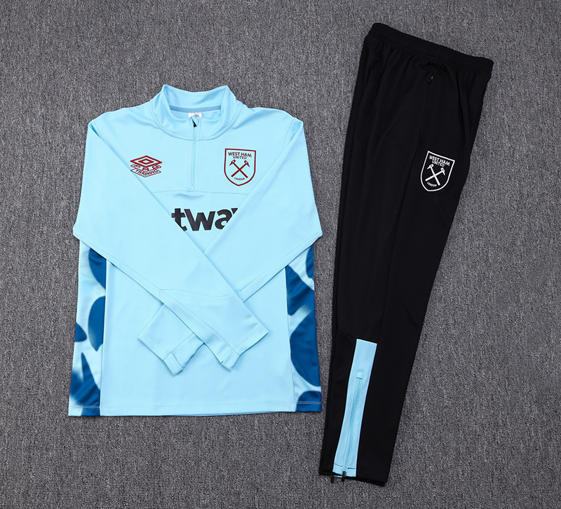 West Ham United 23-24 Long Sleeve Training Set -Light Blue - UnitedFutballJersey