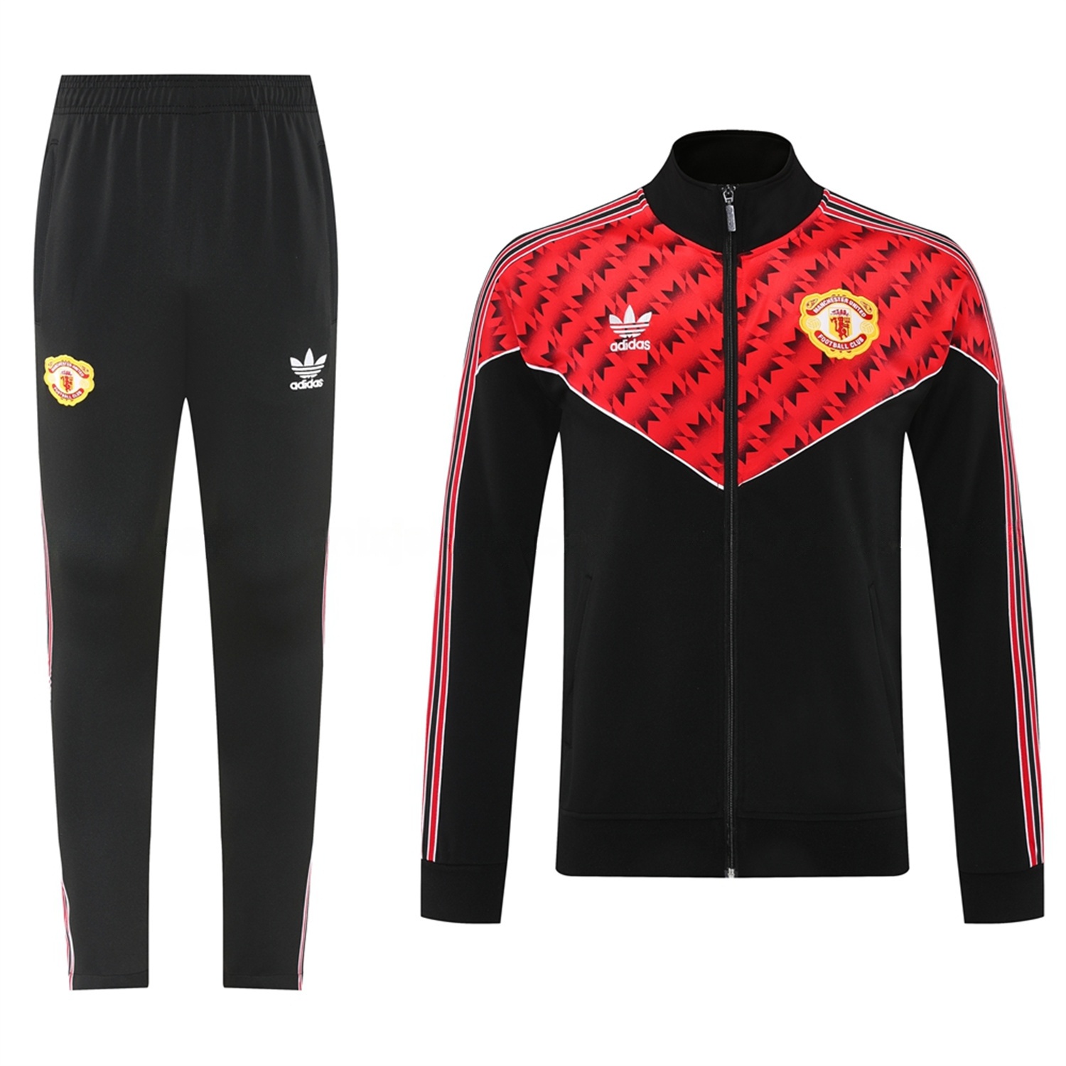 Manchester United 25-26 Bring Back 1991 Jacket Training Tracksuit - Black and Red - UnitedFutballJersey