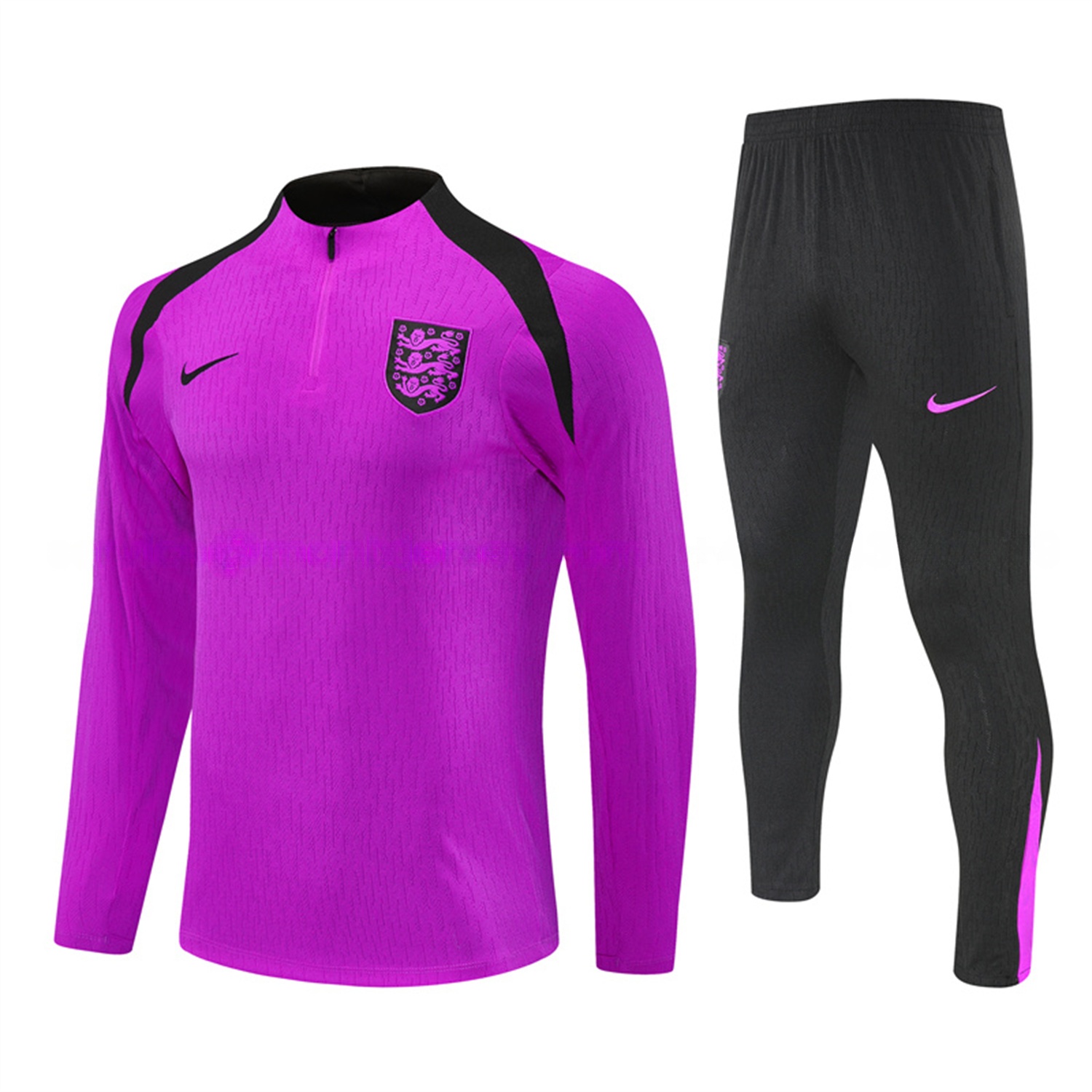 England 25-26 Long Sleeve Training Set - Player Version - Purple Top and Black Pants - UnitedFutballJersey
