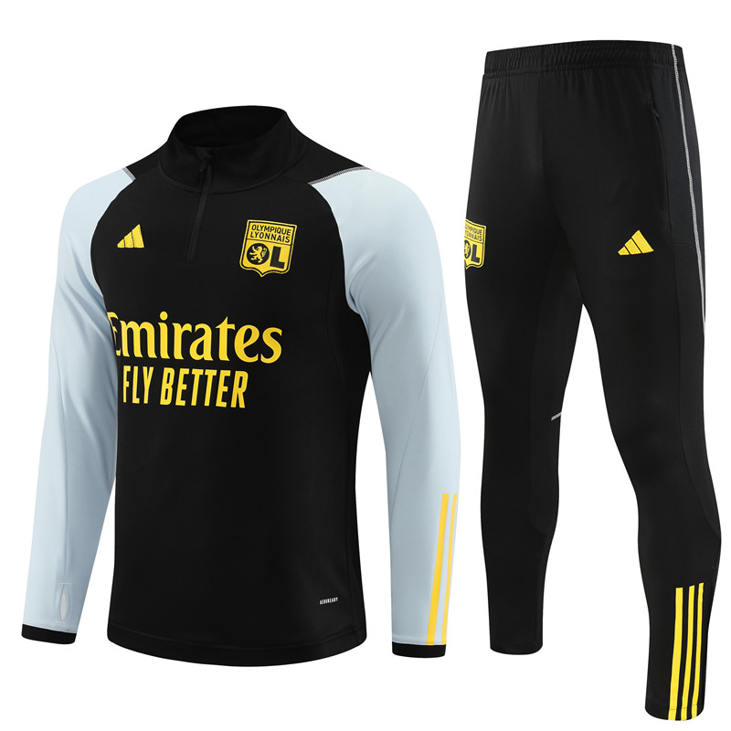 Lyon 23-24 Long Sleeve Training Set -Black - UnitedFutballJersey