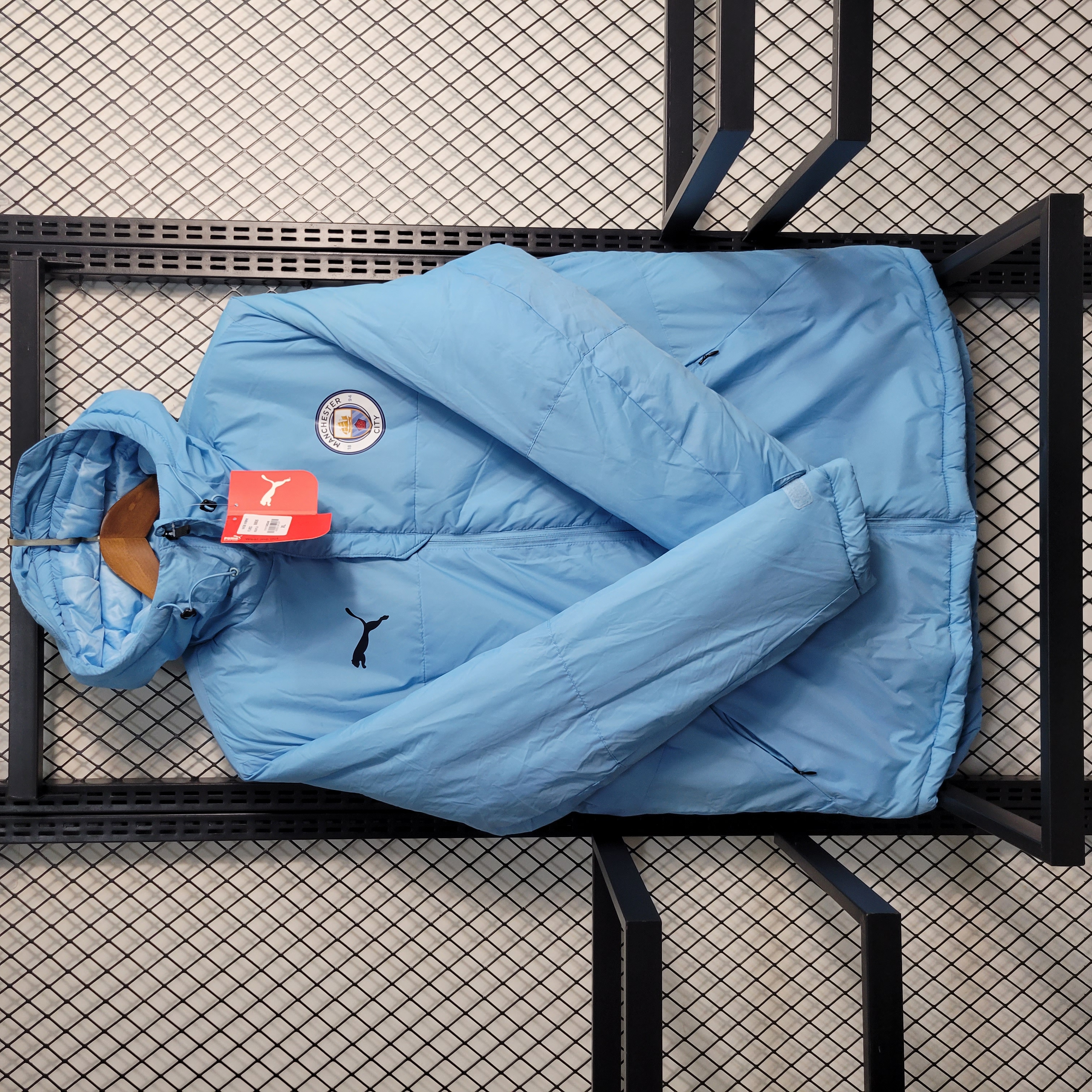 Manchester City 23-24 Men's Hooded Thermal Cotton Jacket - Blue - UnitedFutballJersey