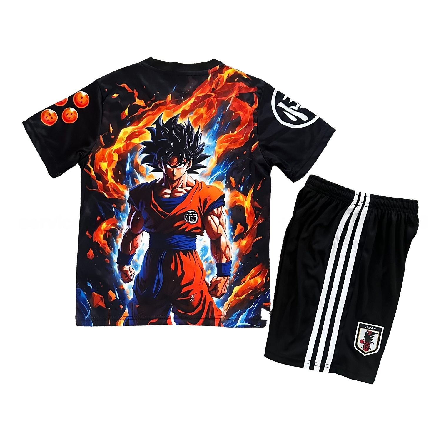 Japan 25-26 Red Blue Flame Son Goku Special Kids Kit - UnitedFutballJersey