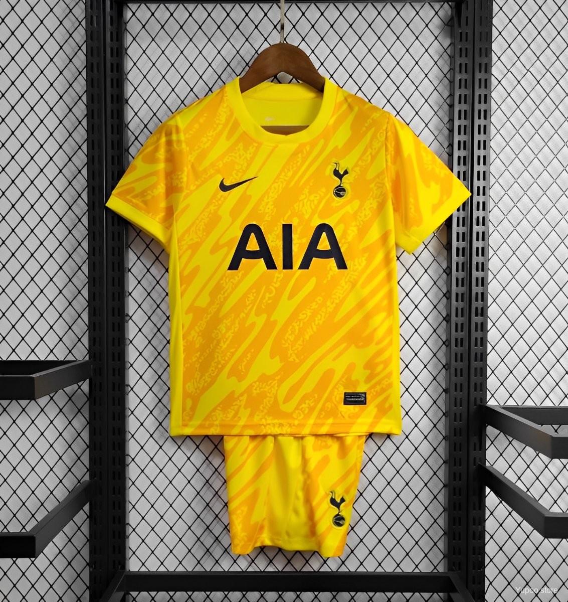 Tottenham Hotspur 24-25 Yellow Goalkeeper Kids Kit - UnitedFutballJersey