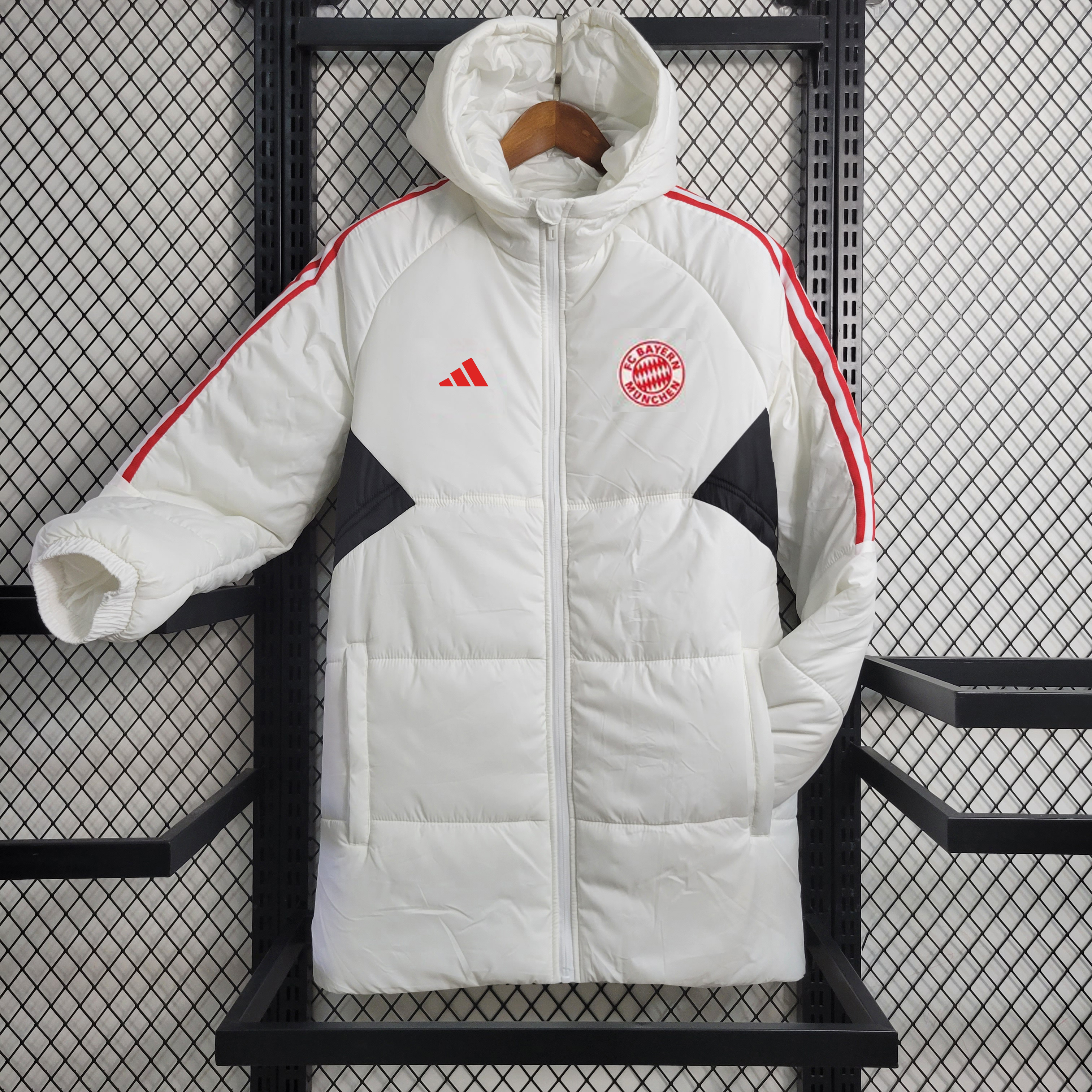 Manchester United 23-24 Men's Hooded Thermal Cotton Jacket - White - UnitedFutballJersey