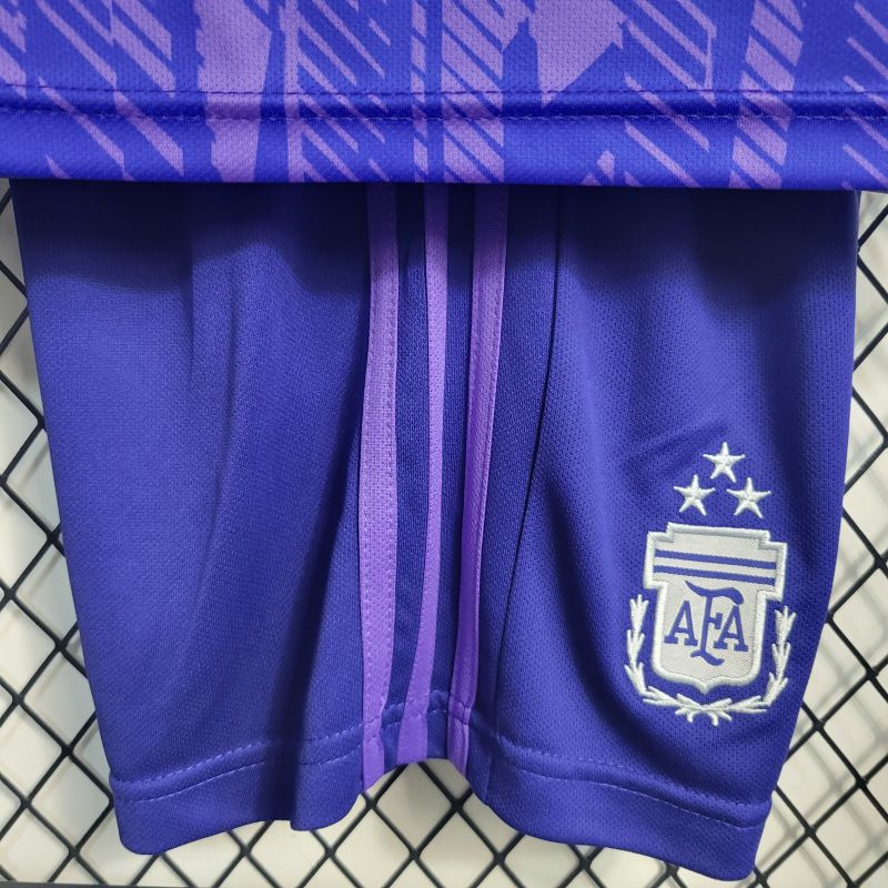 Argentina 3 Stars 22-23 Away Stadium Kids Kit ( with 2022 World Champions Patch ) - UnitedFutballJersey