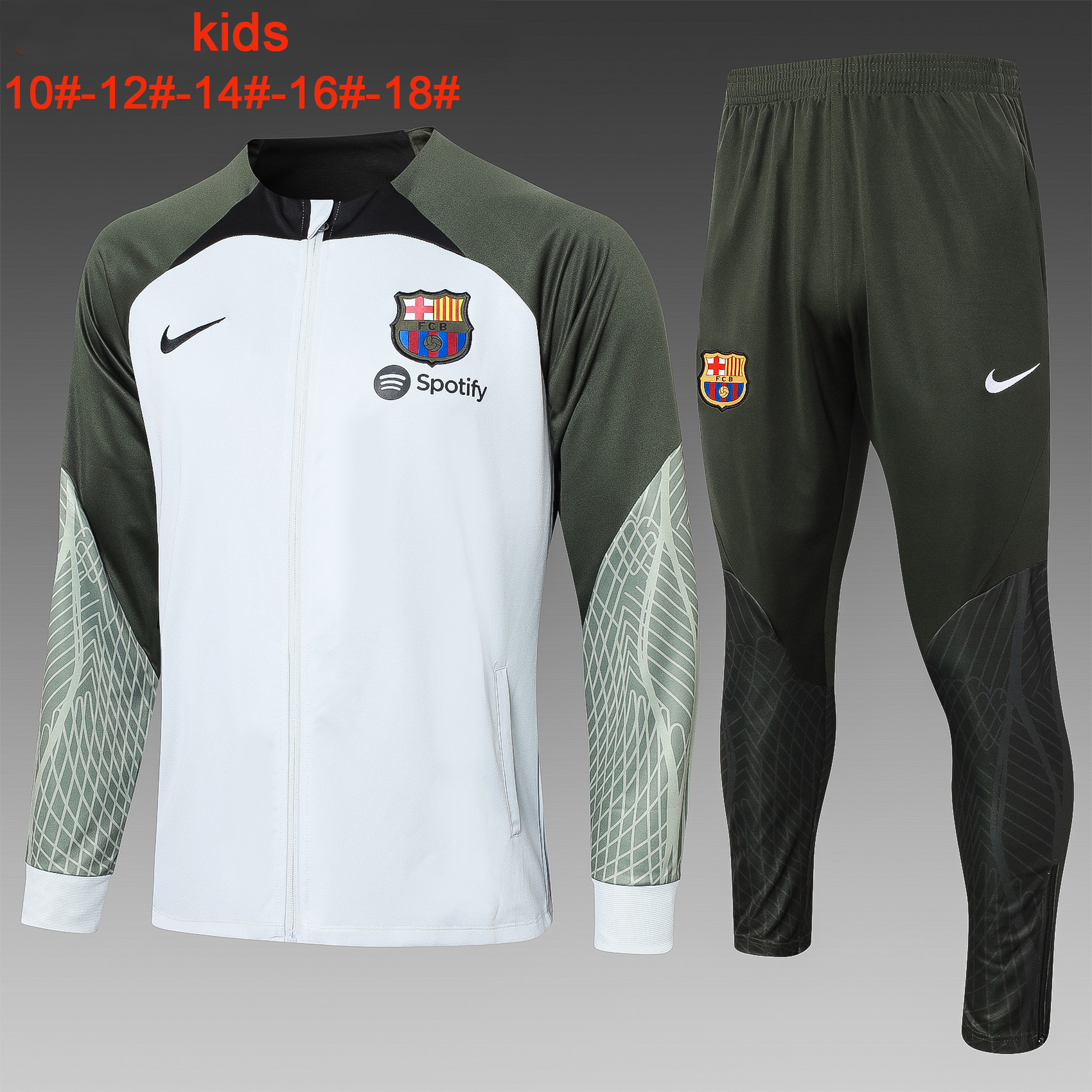 B.A.R.S.A 23-24 Kids Jacket Training Tracksuit - Light Grey - UnitedFutballJersey