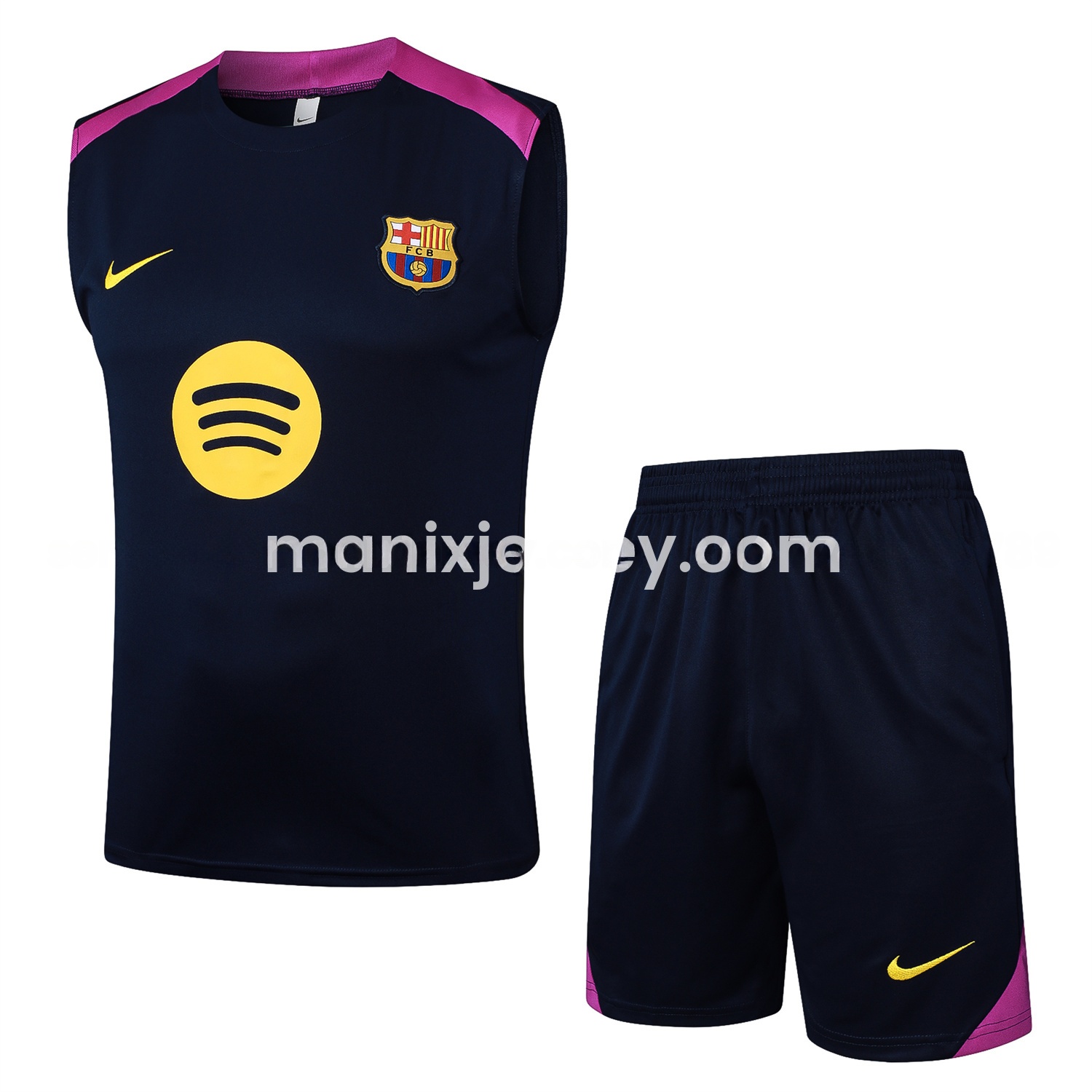 Barcelona 25-26 Vest Training Set - Deep Blue Black Vest and Shorts - UnitedFutballJersey