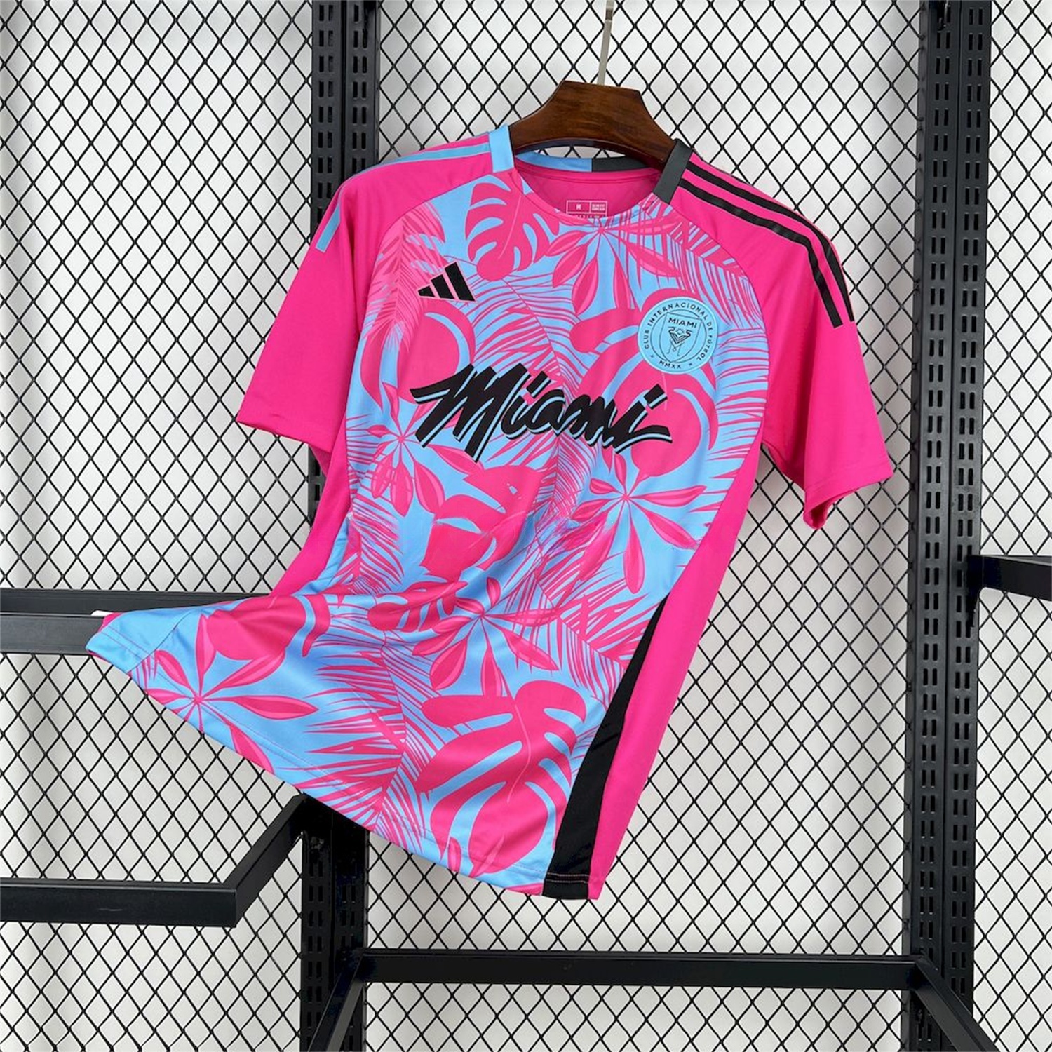 INT M.A.M 25-26 Pink & Blue Coconut Tree Leaves Jersey - Fans Version - UnitedFutballJersey
