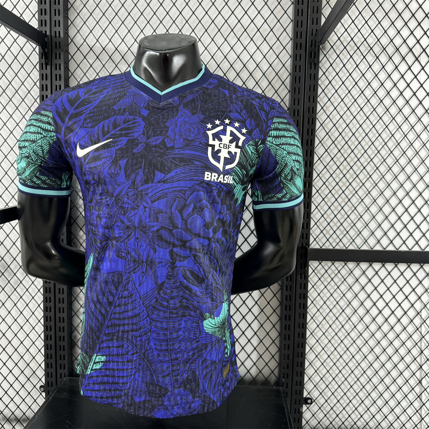 Brazil 25-26 Blue Flowers and Leaves Jersey - Player Version - UnitedFutballJersey