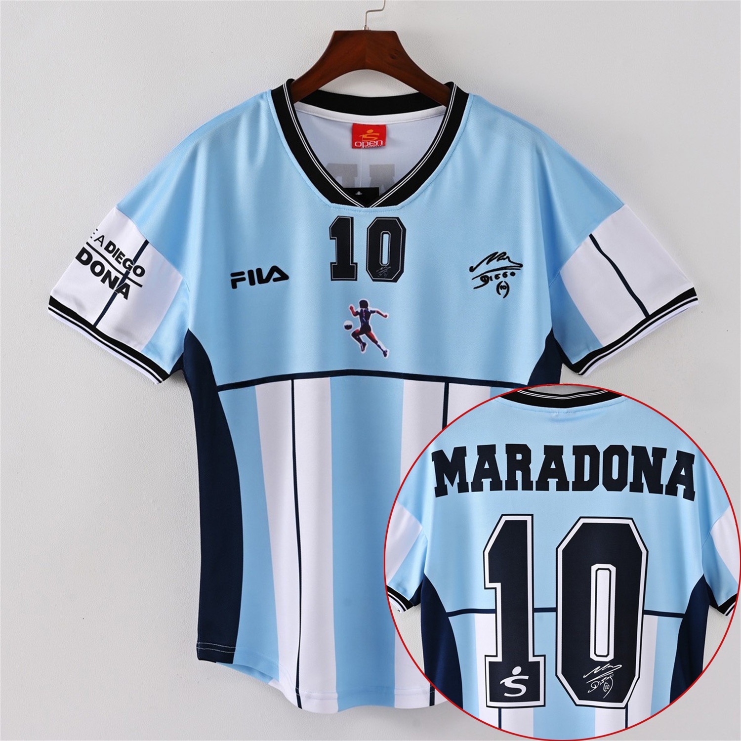 Retro Argentina 2001 Maradona Retirement Commemorative Edition Jersey with Maradona #10 - UnitedFutballJersey