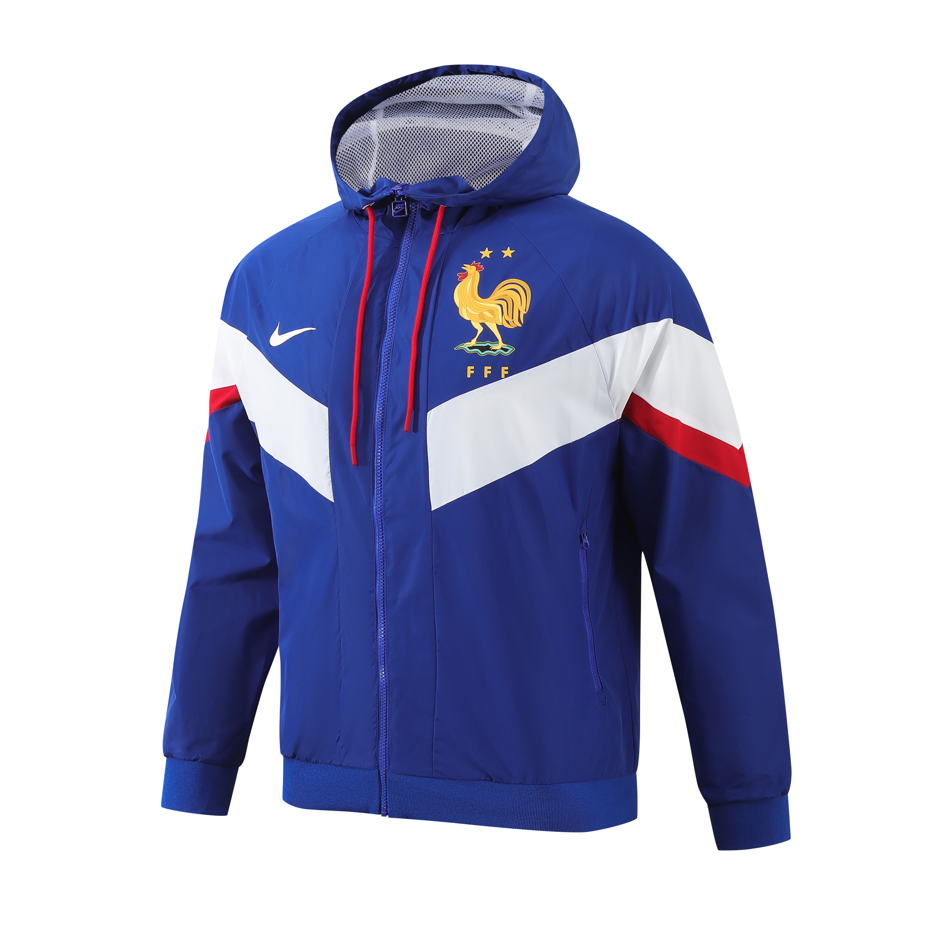 France 2024 National Team Anthem Blue Hooded Windbreaker - Player Version - UnitedFutballJersey