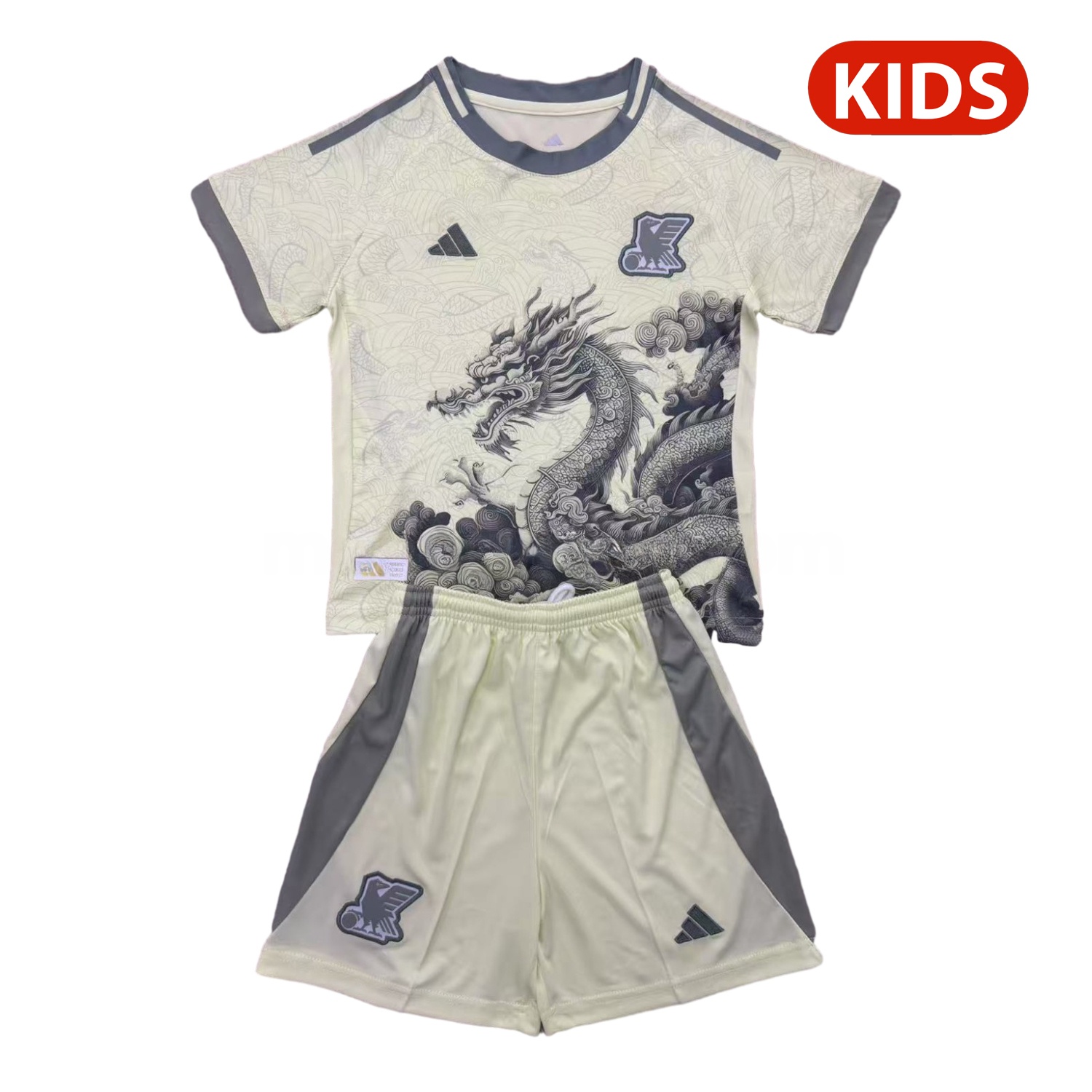 Japan 25-26 Light Yellow Black Loong Special Kids Kit - UnitedFutballJersey