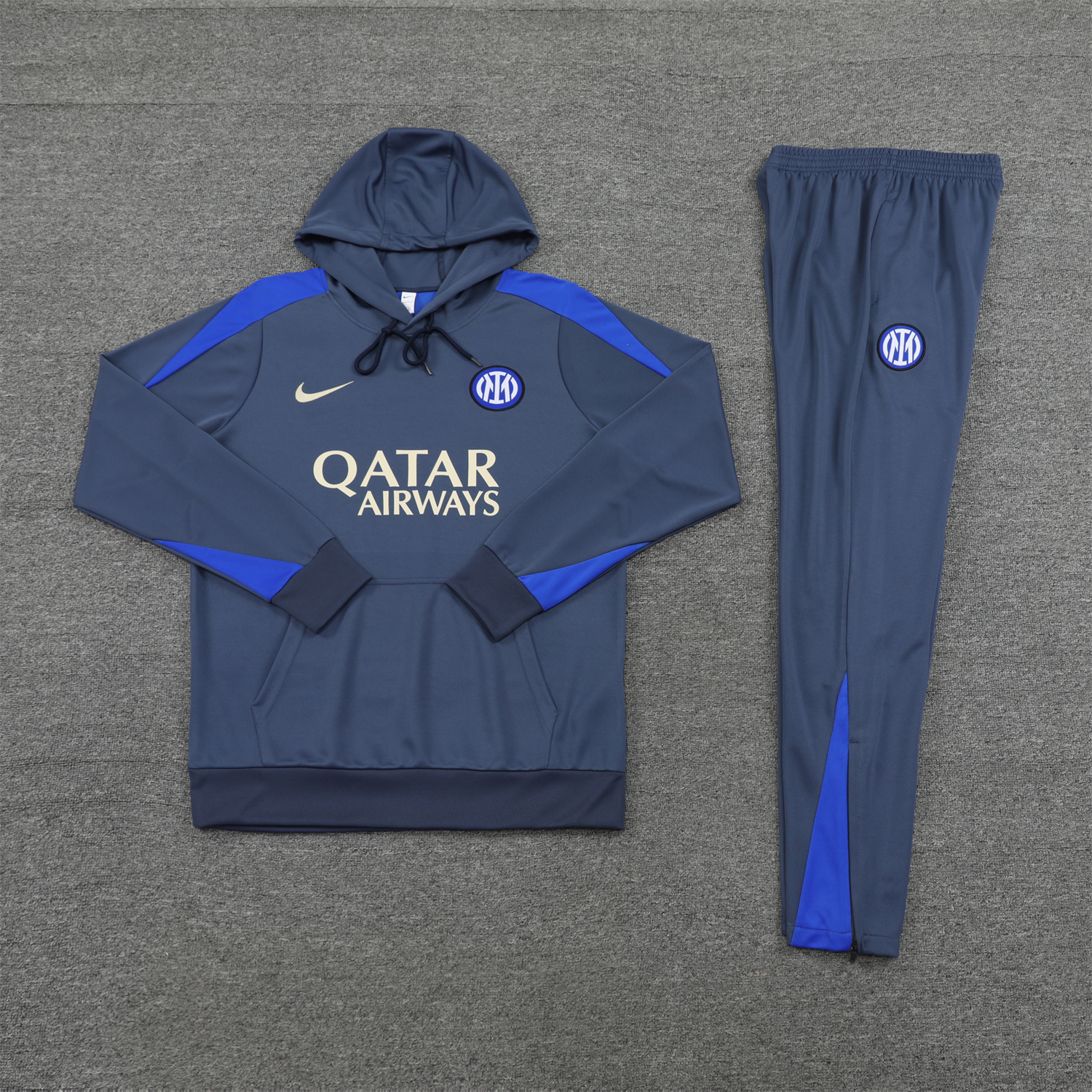 Inter Milan 24-25 Training Hoodie Set - Blue - Gray Hoodie and Pants - UnitedFutballJersey