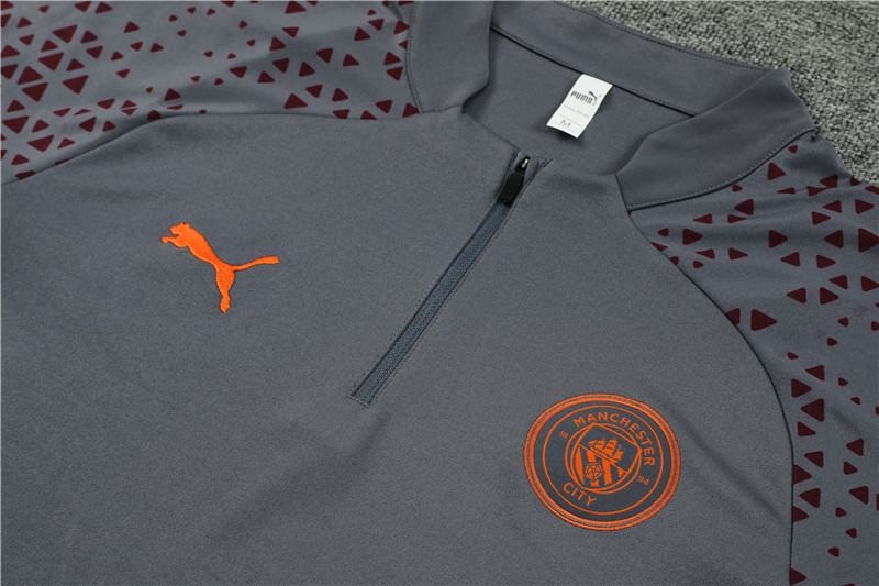 Manchester City 23-24 Long Sleeve Training Set -Dark Grey - UnitedFutballJersey