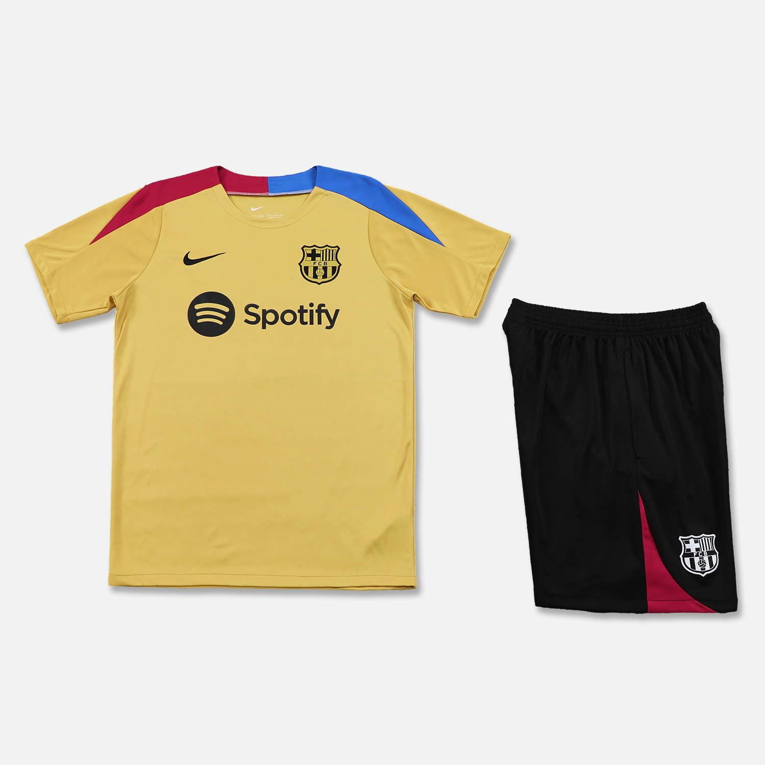 Barcelona 24-25 Short-Sleeve Training Set - Khaki Top & Black Shorts - UnitedFutballJersey