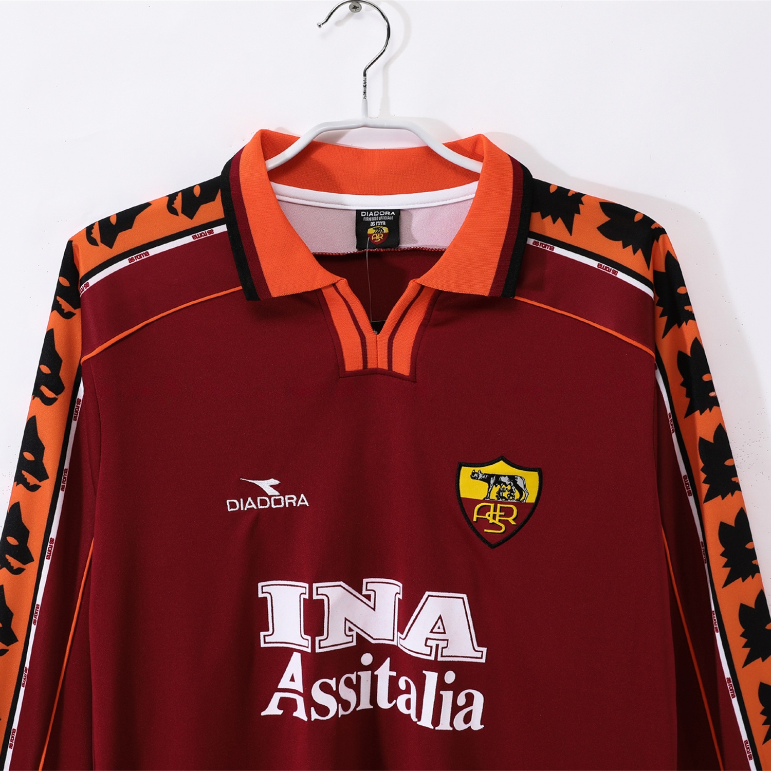 Retro Roma 1998-99 Home Long Sleeves Jersey - UnitedFutballJersey