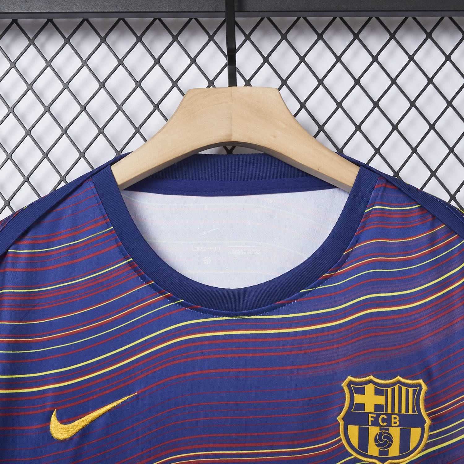 B.A.R.S.A 25-26 Deep Blue Pre-Match Training Jersey with Colorful Lines - Fans Version - UnitedFutballJersey
