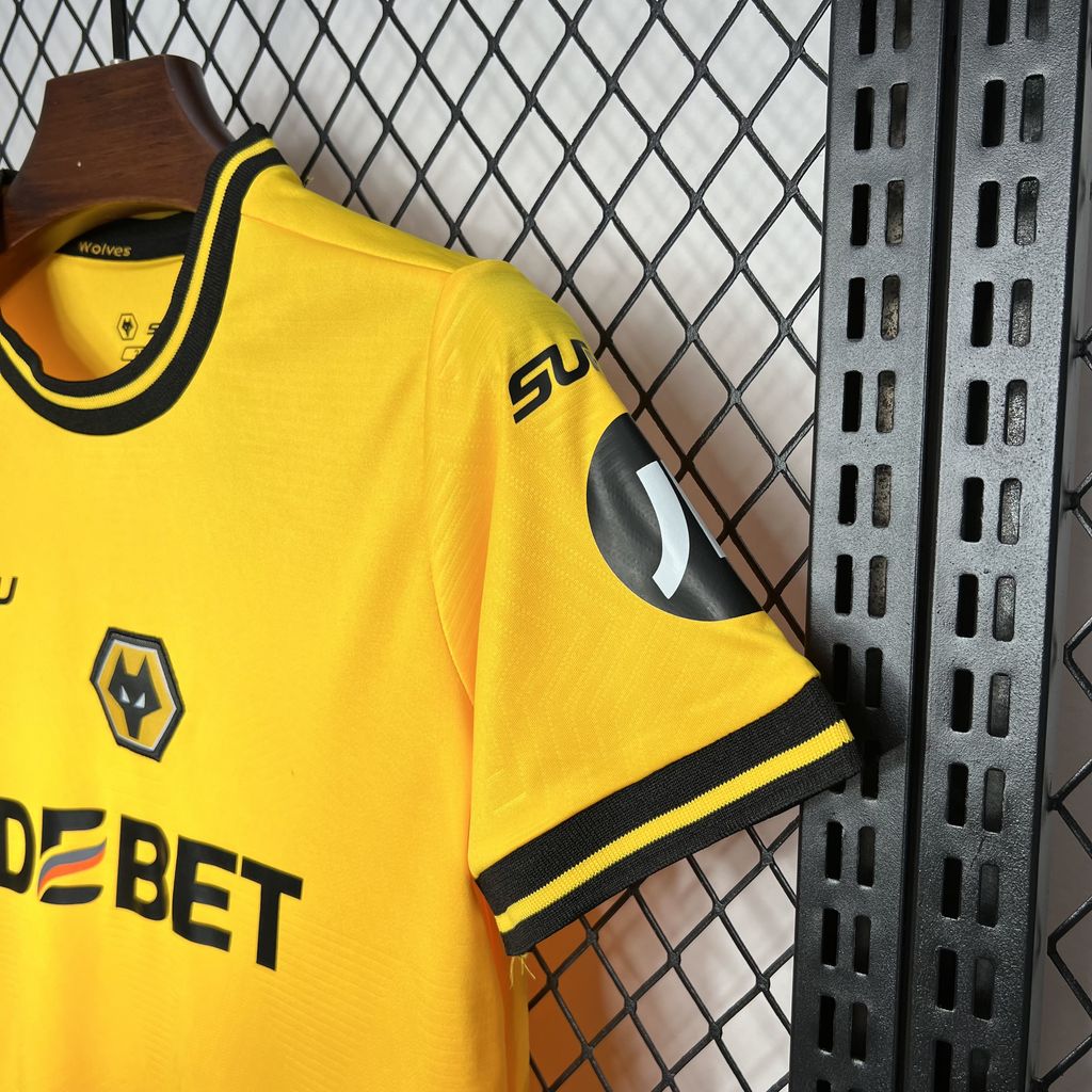 Wolverhampton Wanderers Wolves 24-25 Home Stadium Kids Kit - UnitedFutballJersey