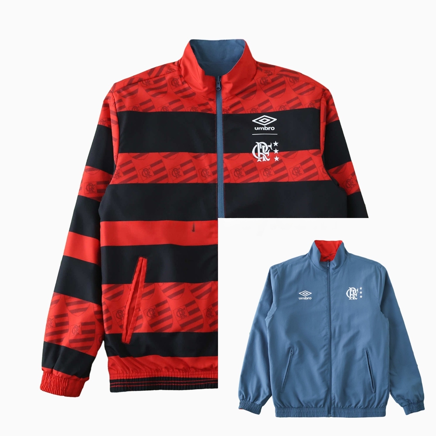 Flamengo 24-25 Double Sided Reversible Windbreaker - Red & Blue - UnitedFutballJersey