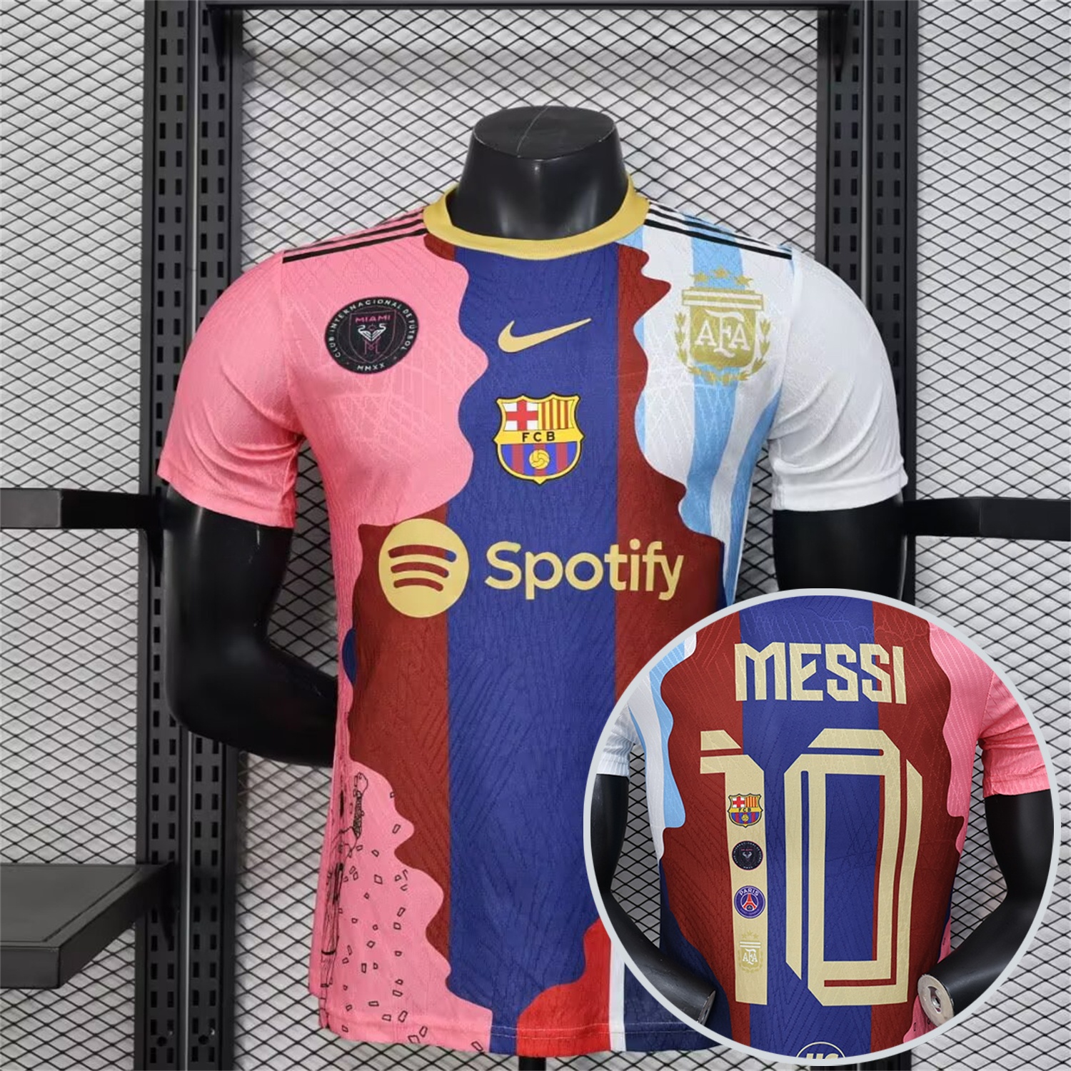 Messi Career Commemorative Jersey - Player Version - INT M.A.M Argentina B.A.R.S.A Paris Saint-Germain PSG - UnitedFutballJersey