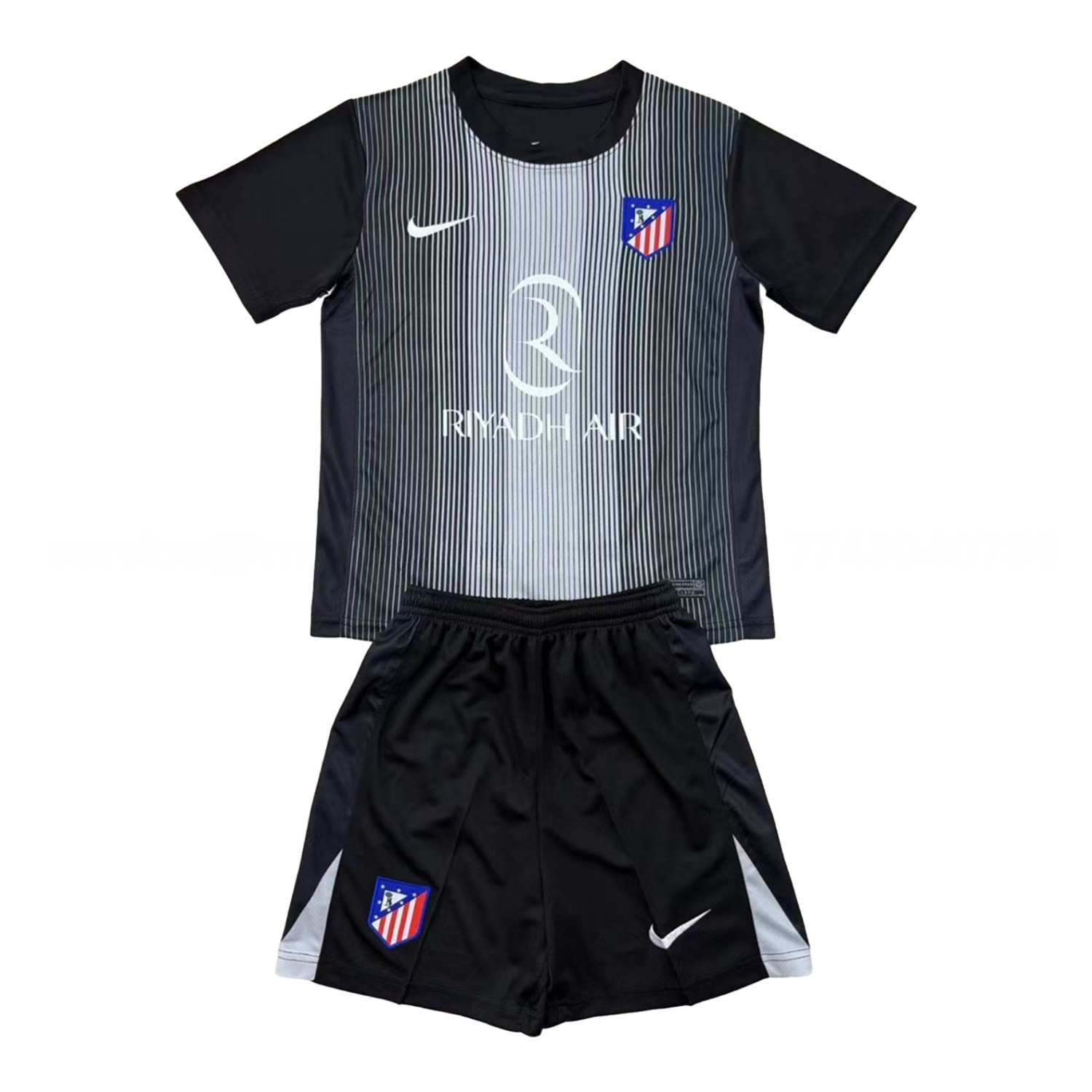 Atletico Madrid 25-26 Black Goalkeeper Men's Adult Jersey Set - Fans Version - UnitedFutballJersey