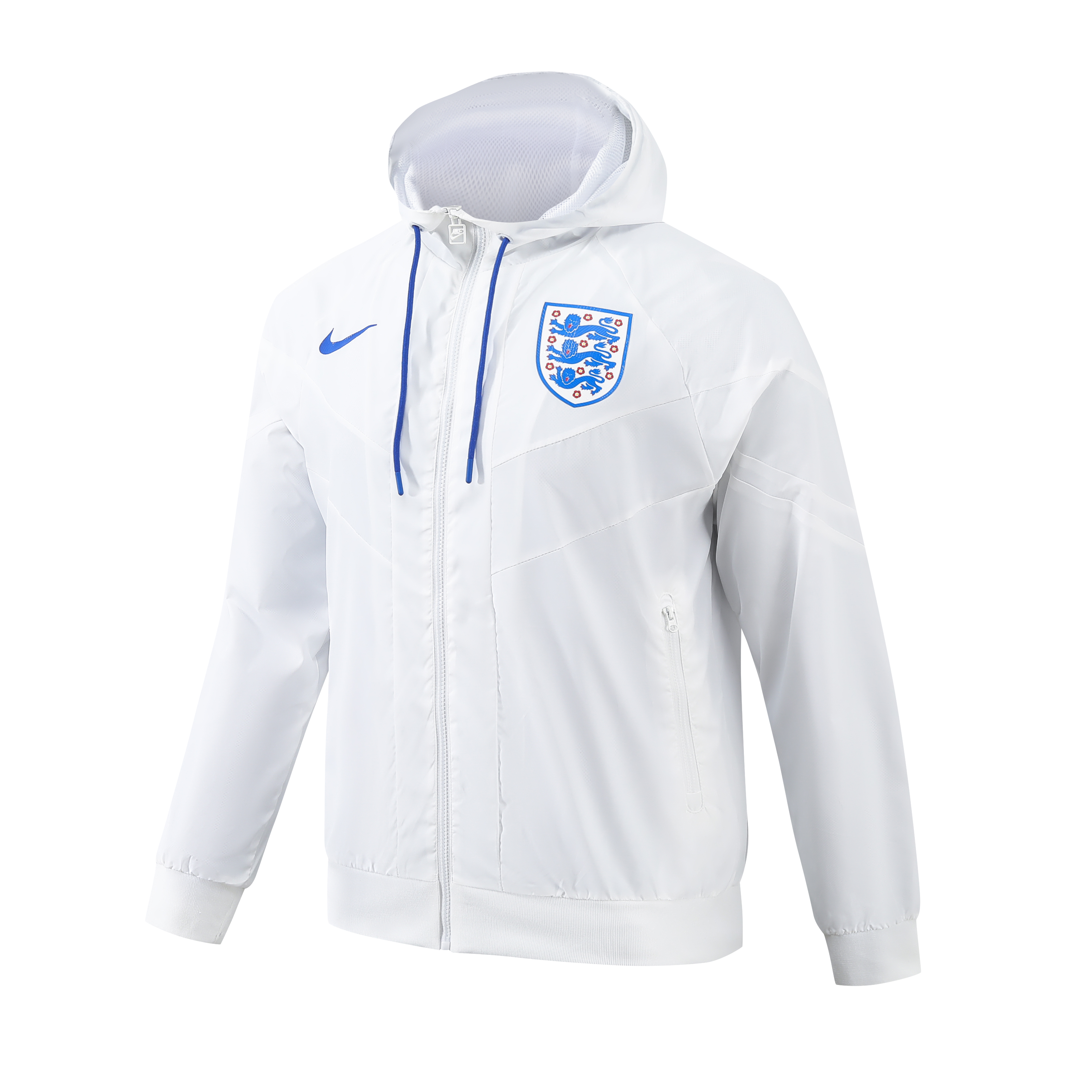 England 2024 National Team Anthem White Hooded Windbreaker - Player Version - UnitedFutballJersey
