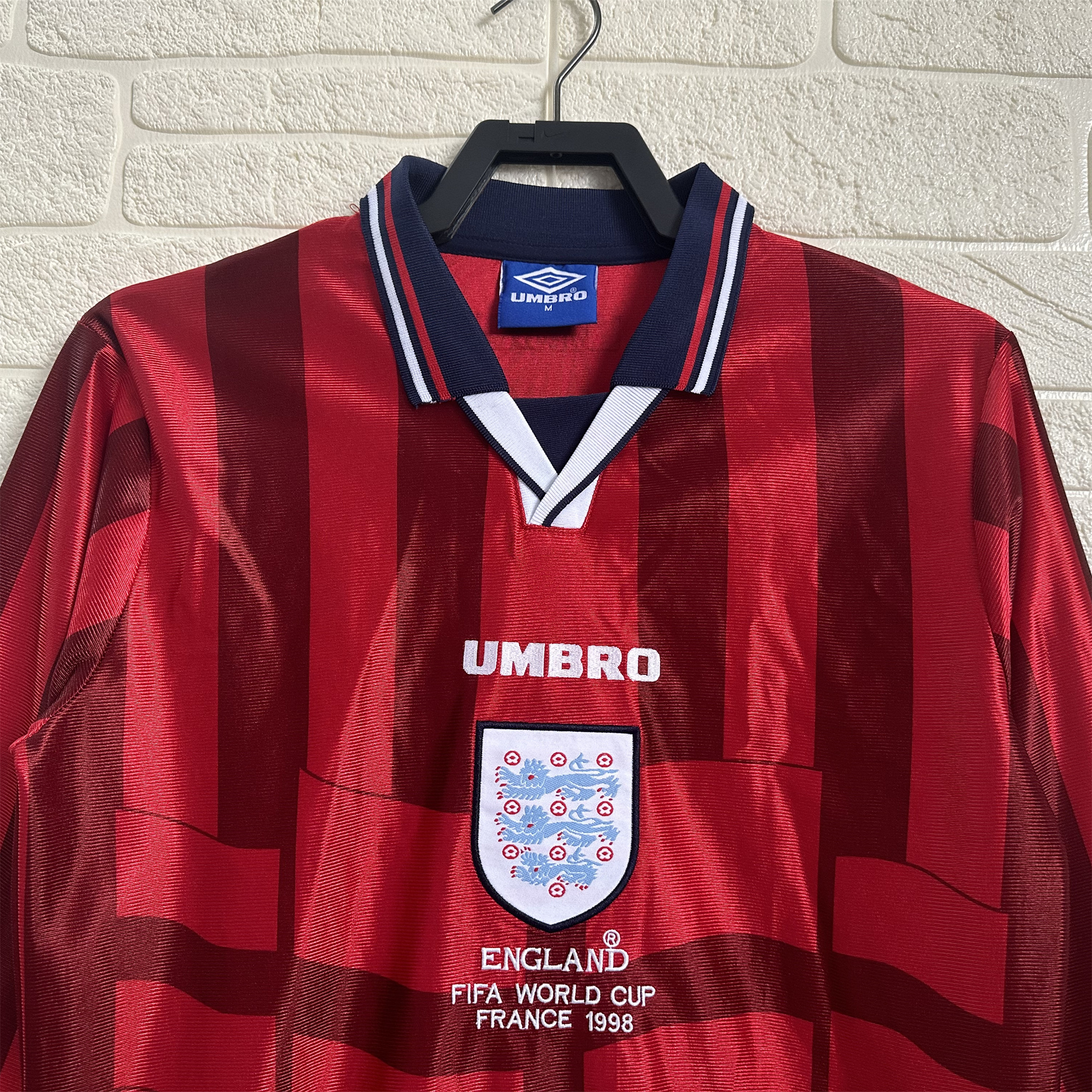 Retro England 1998 Away Long Sleeve Jersey - UnitedFutballJersey
