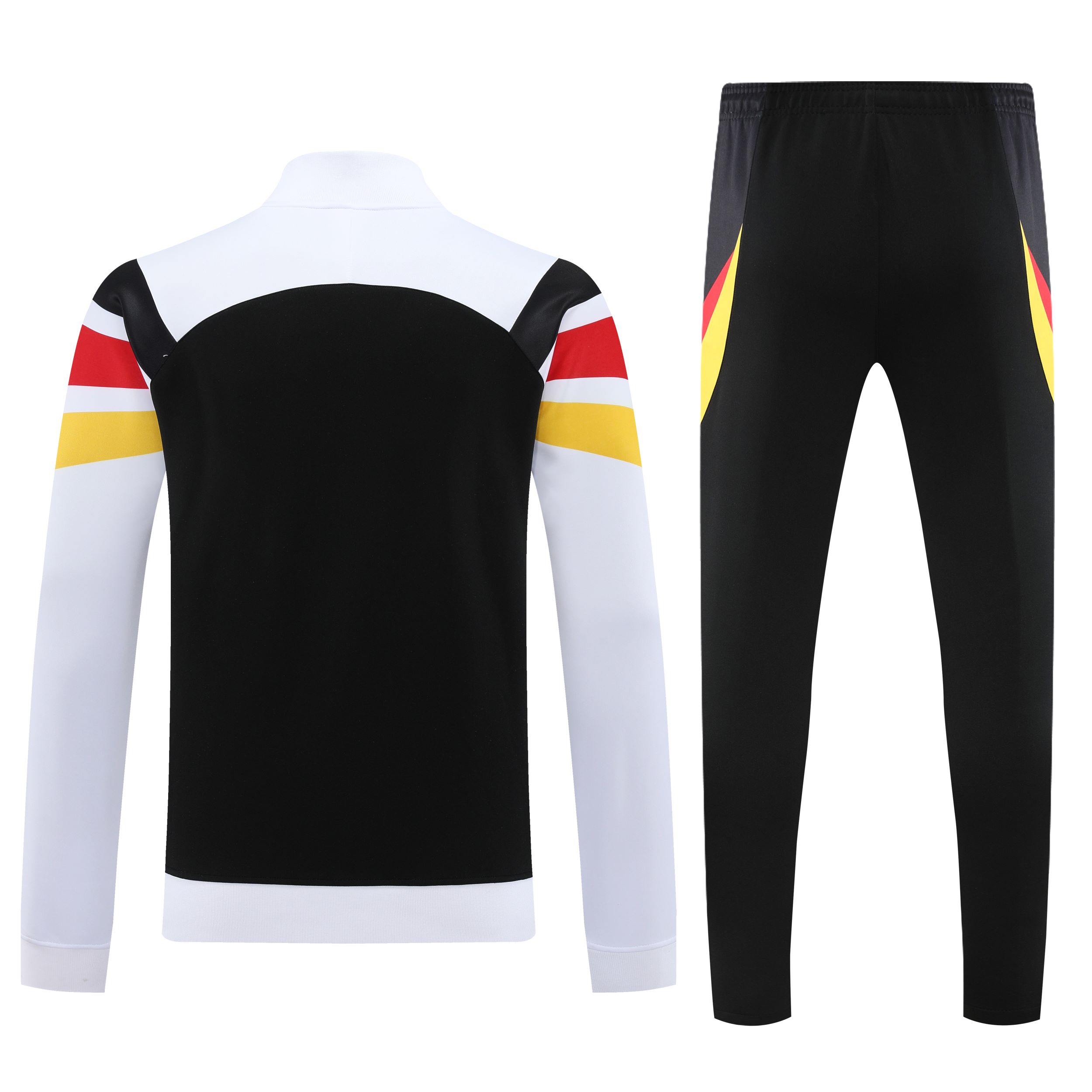 Germany 2024 Jacket Training Tracksuit - White With Yellow, Red And Black Stripe - UnitedFutballJersey
