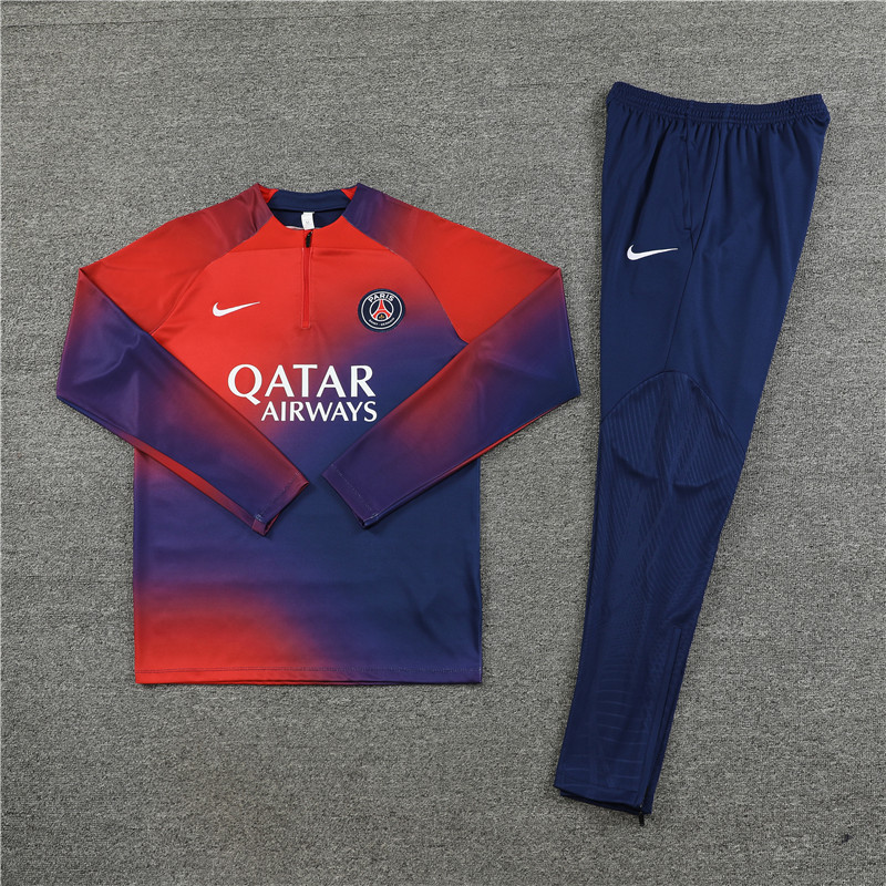 Paris Saint-Germain PSG 23-24 Kids Long Sleeve Training Set Red and Blue - UnitedFutballJersey
