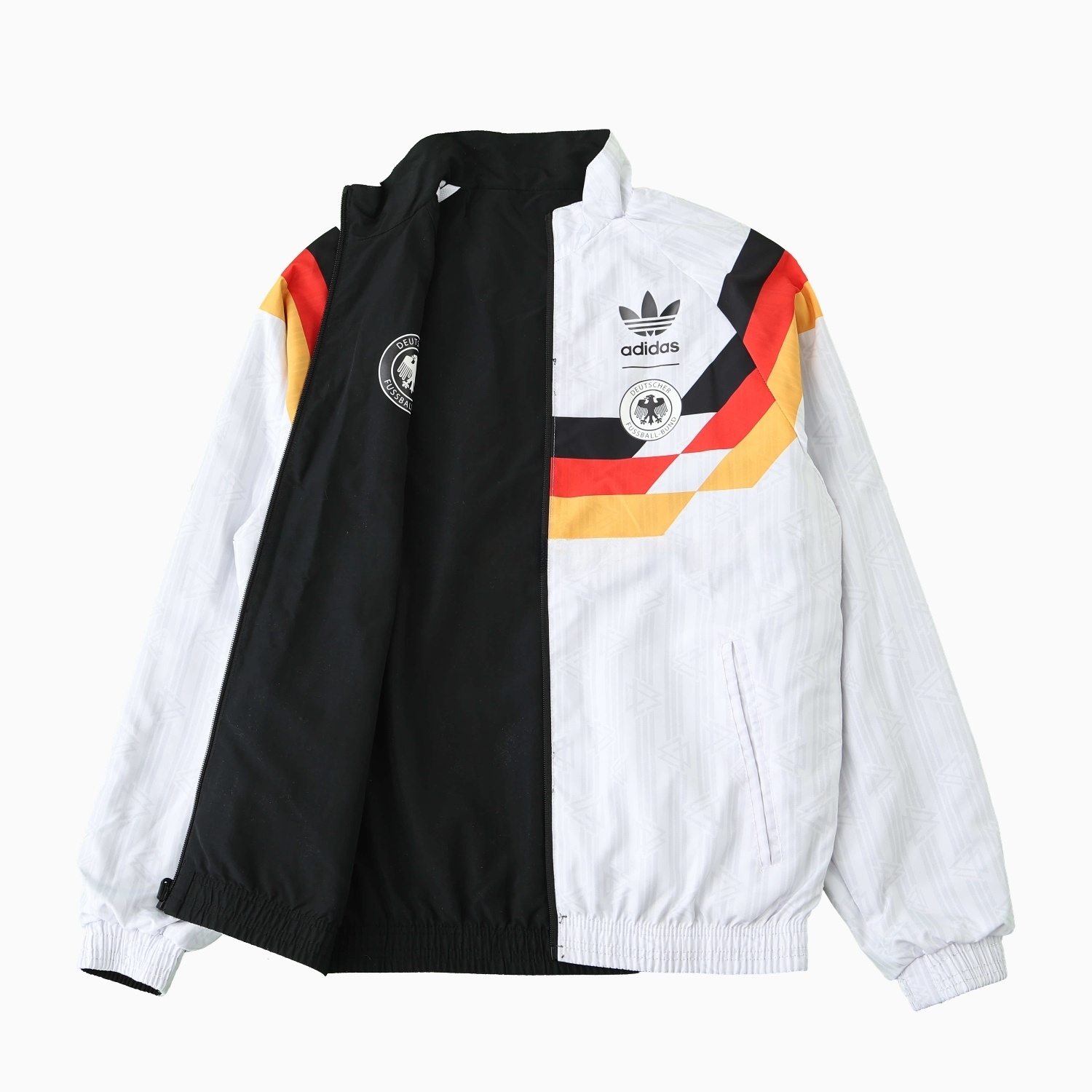 Retro Germany 1990 Double Sided Reversible Windbreaker - White & Black - UnitedFutballJersey