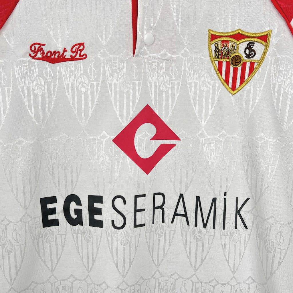 Retro Sevilla FC 1992-93 Home Jersey with Chest Sponsor - UnitedFutballJersey