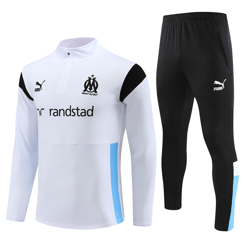 Marseille 23-24 Long Sleeve Training Set 23-24 Kids Long Sleeve Training Set White - UnitedFutballJersey