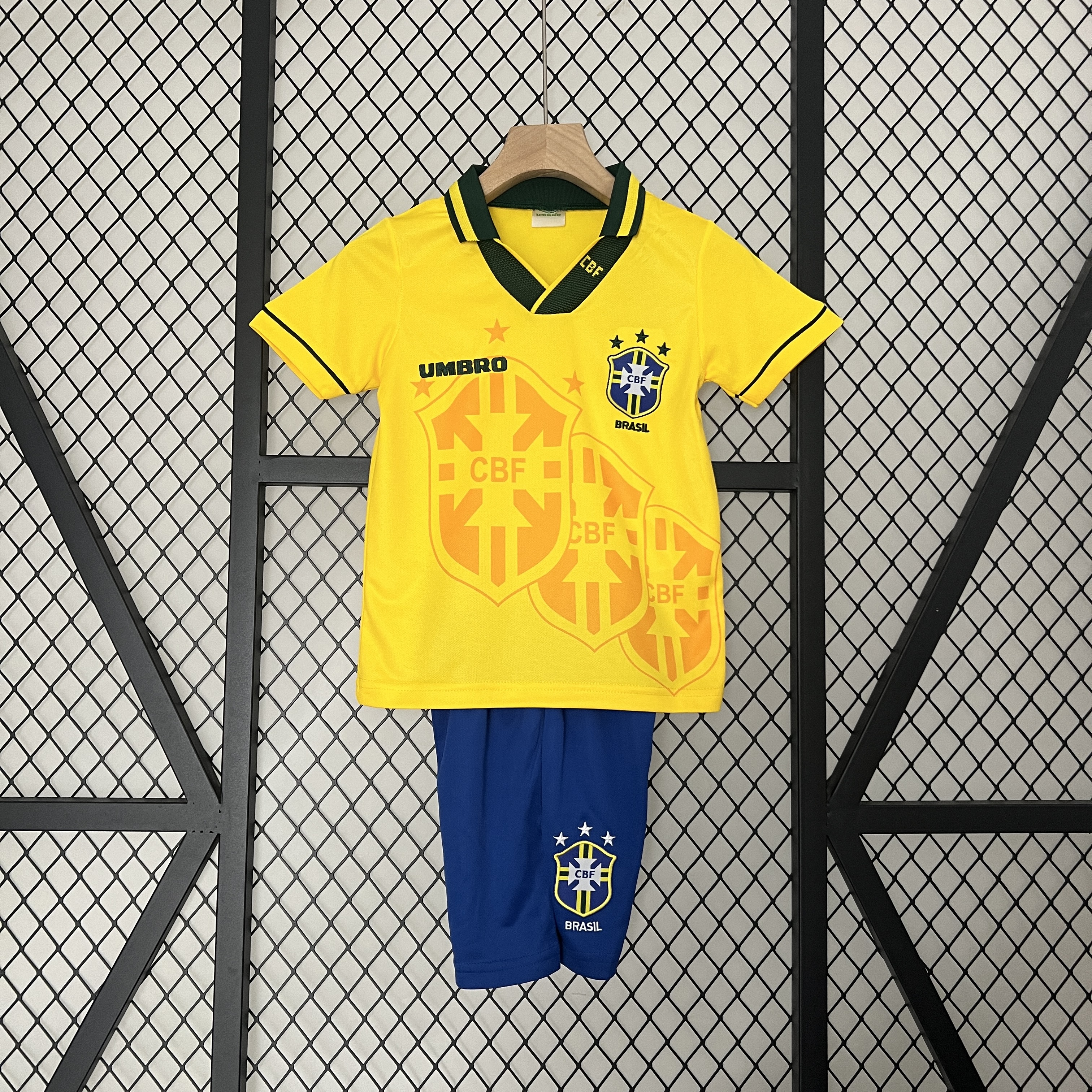 Retro Brazil 1993-94 Home Stadium Kids Kit - UnitedFutballJersey