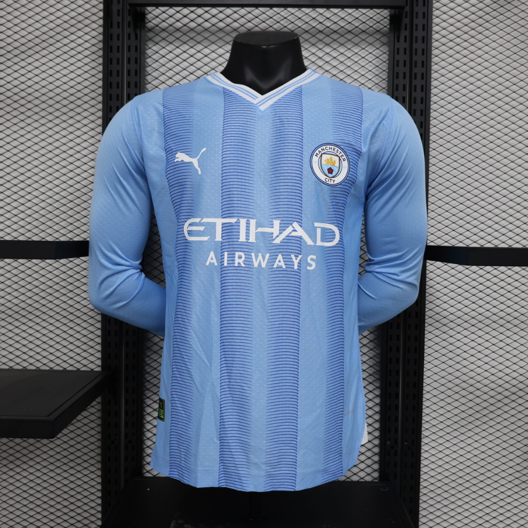 23/24 Manchester City Home Long Sleeve Jersey - Player Version - UnitedFutballJersey
